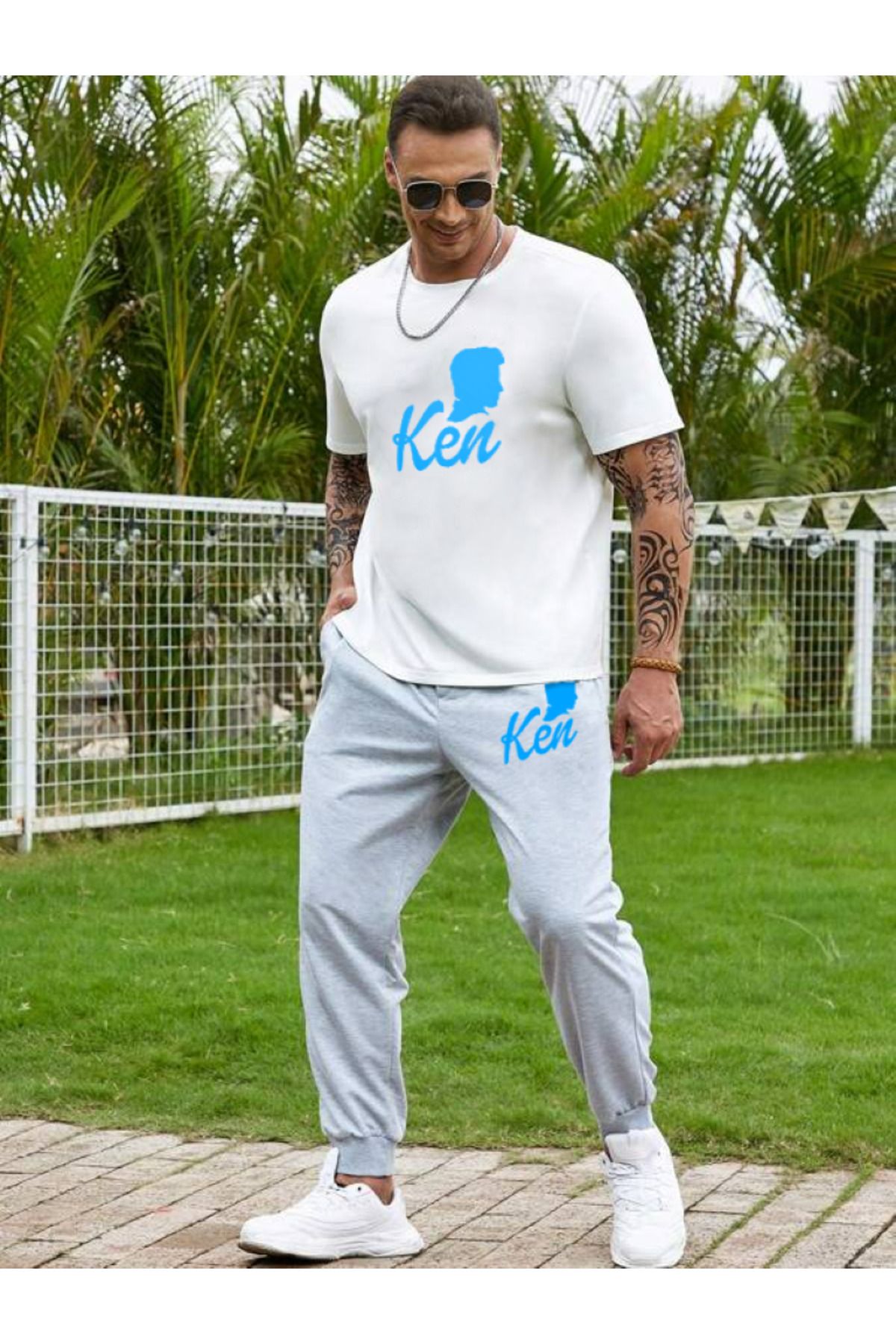 aynewmoda Ken Printed Tshirt tracksuit bottom top Set Trendyol