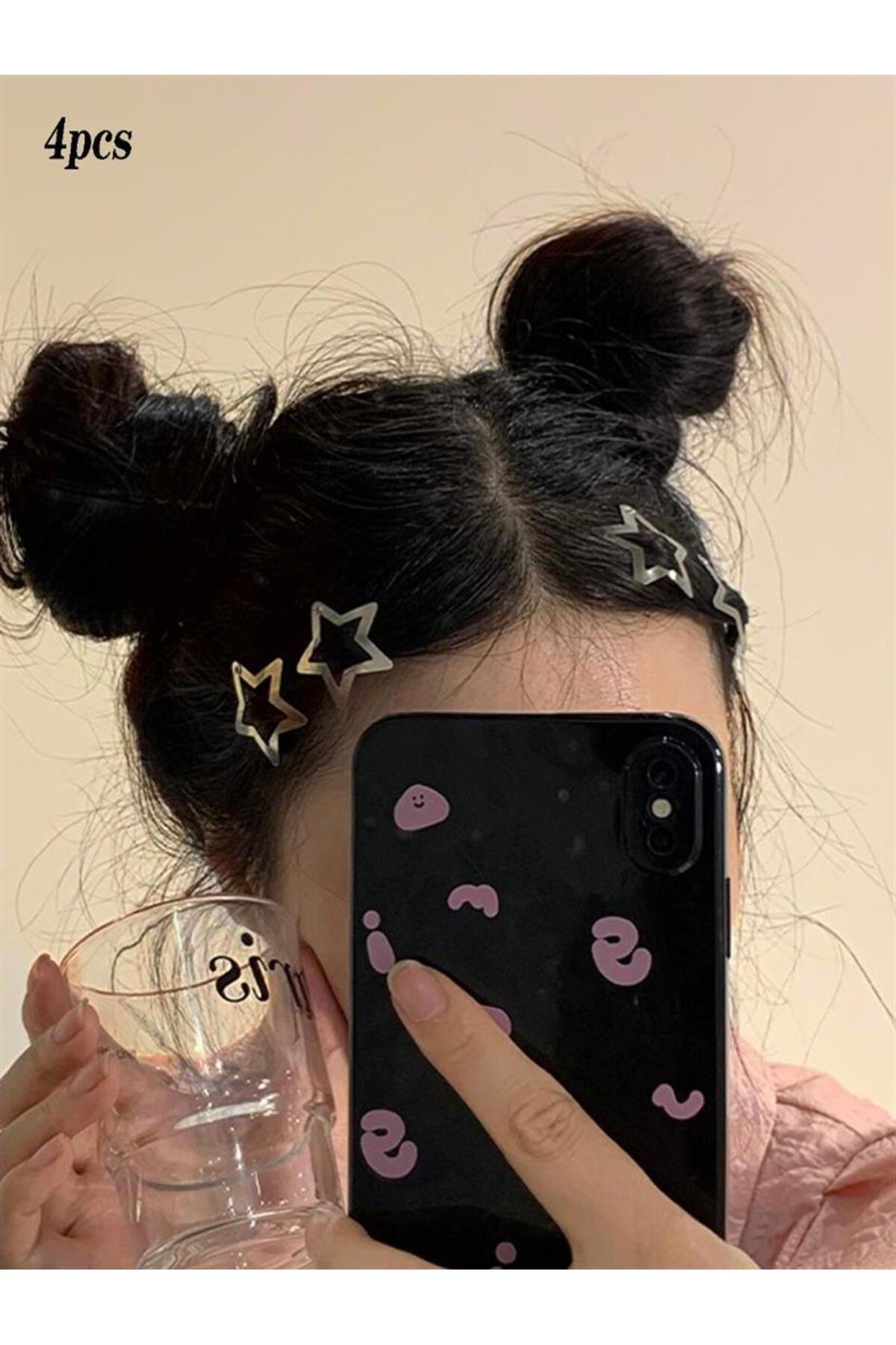 Planet Butik 4lü Yıldız Çıt Çıt Toka Y2K Star Style görsel 3