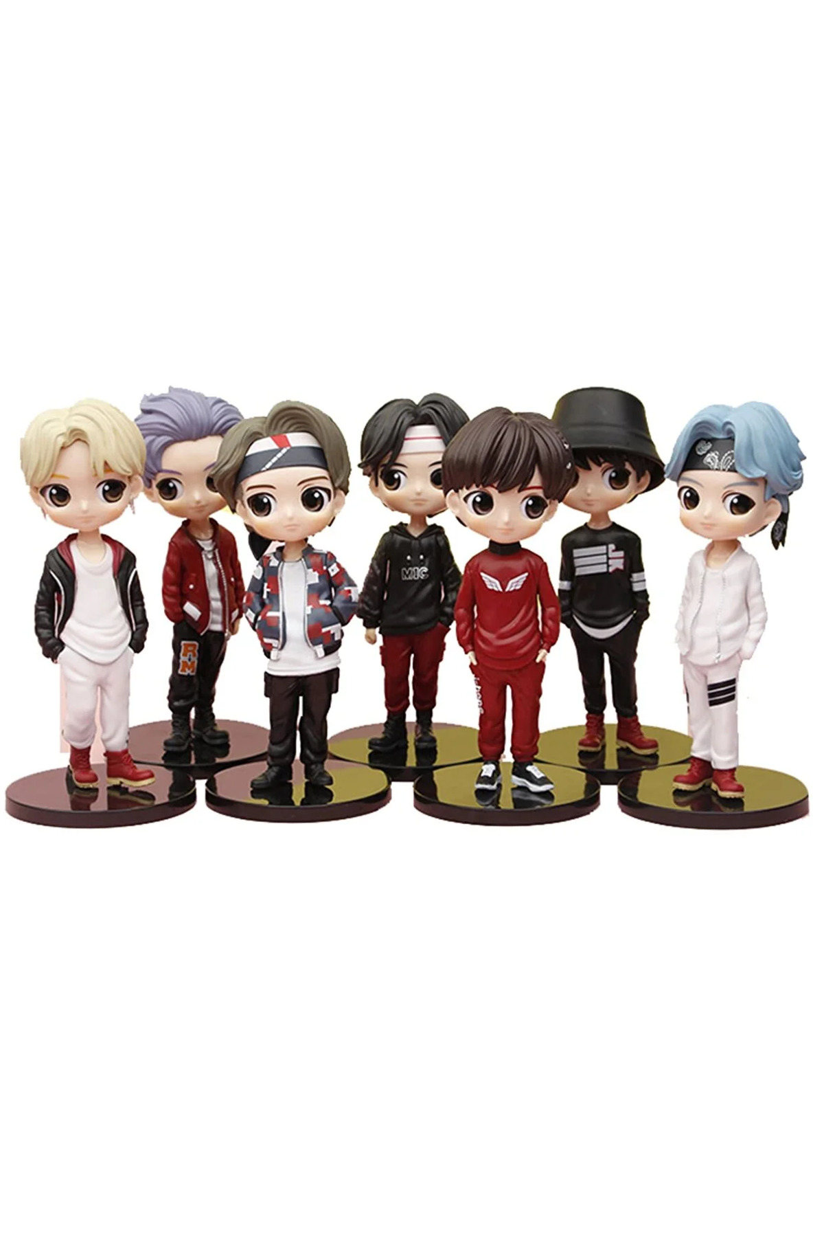 BTS DVD・ホットブリュー・フィギュアセット NETAVANTAJ K-Pop BTS Grubu Karakter Aksiyon Figür Seti 7 Adet