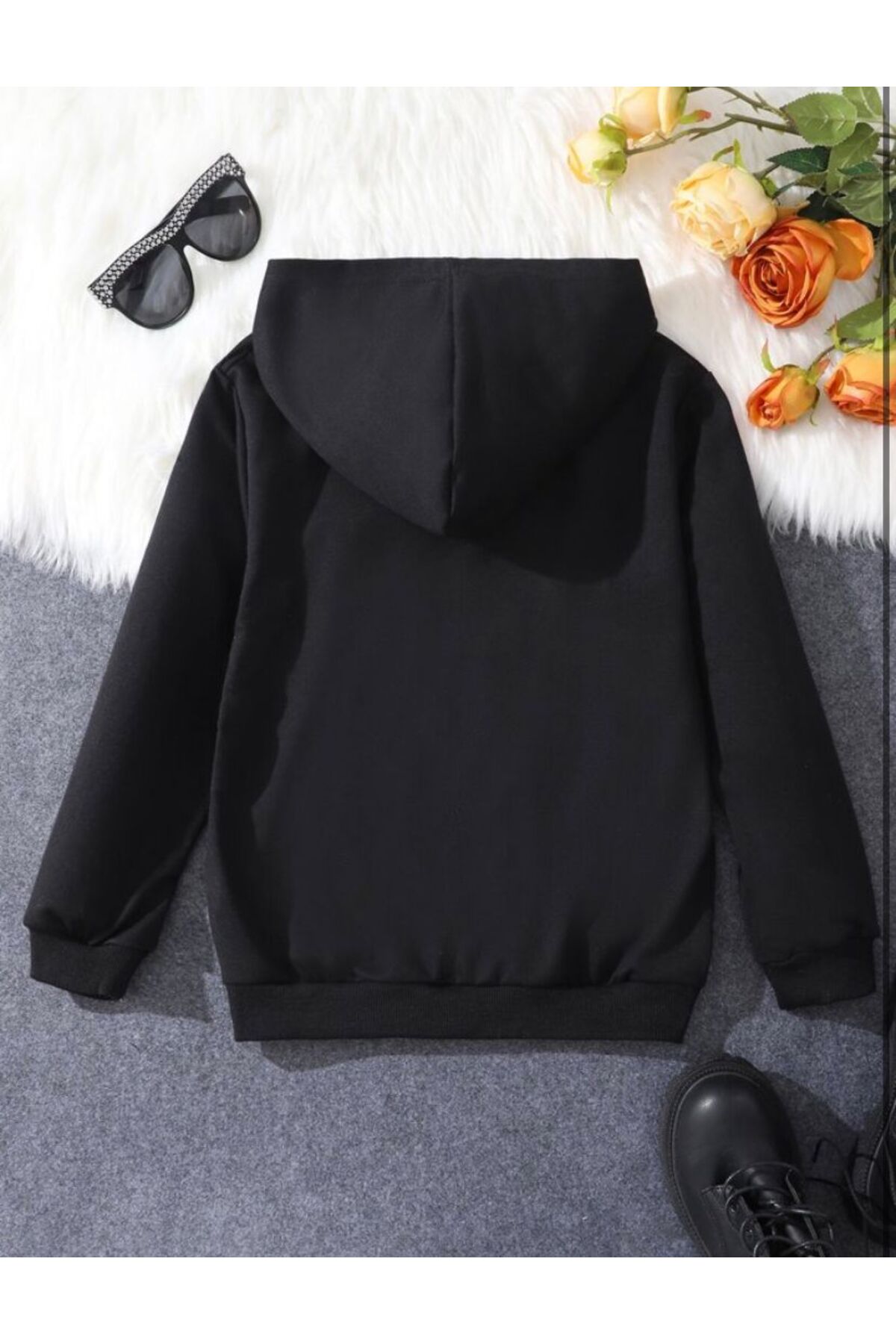 MORNİNG KİDS Çocuk Kapşonlu Siyah LosAngeles Araba Baskılı Sweatshirt fotoğrafı 2 (önizleme)