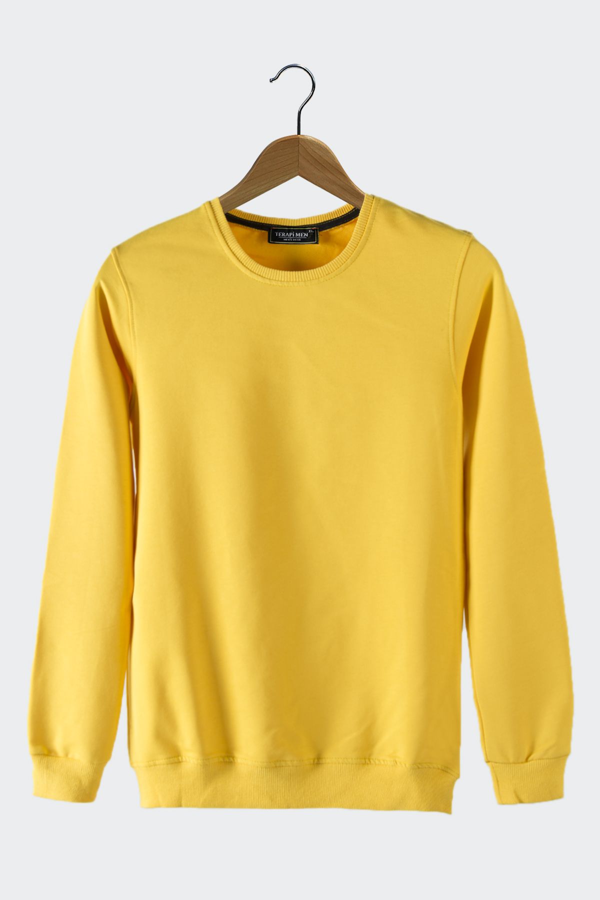 Terapi Men Men s Yellow Crew Neck Basic Plain Sweatshirt Trendyol