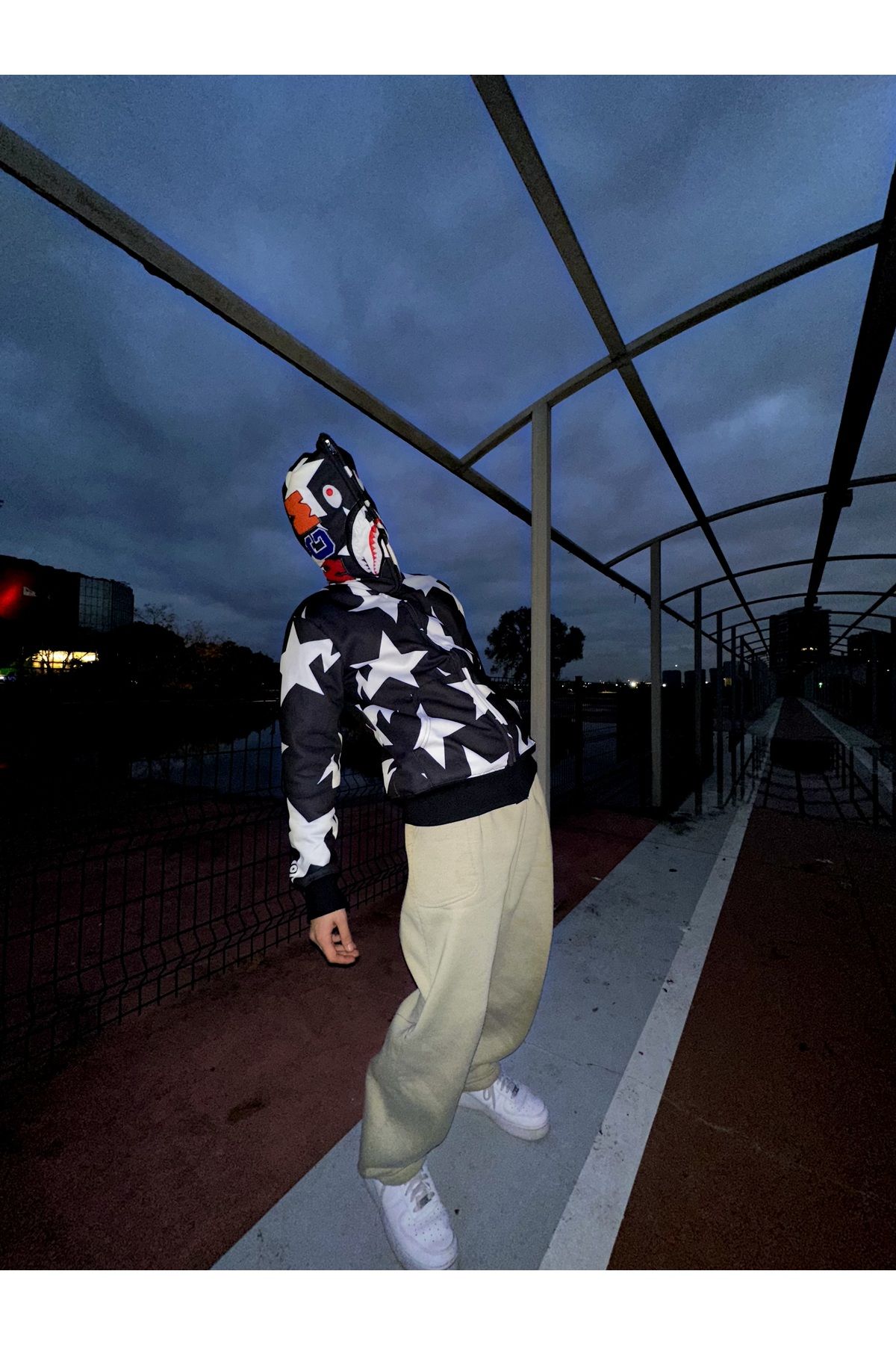Leox Wear Bape Black and White Starry Full Zipper Hooded Seasonal