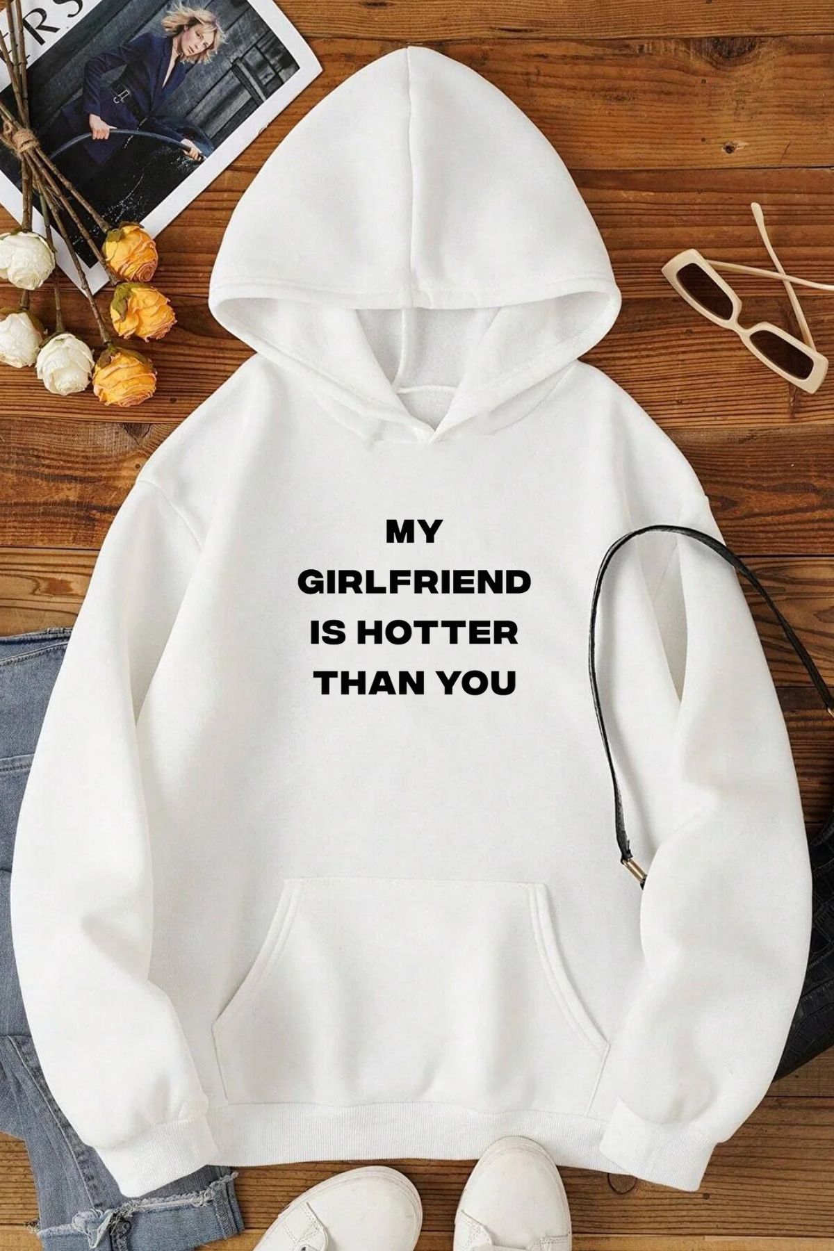 AMMA My Girlfriend Is Hotter Than You Printed Oversize 100 Cotton