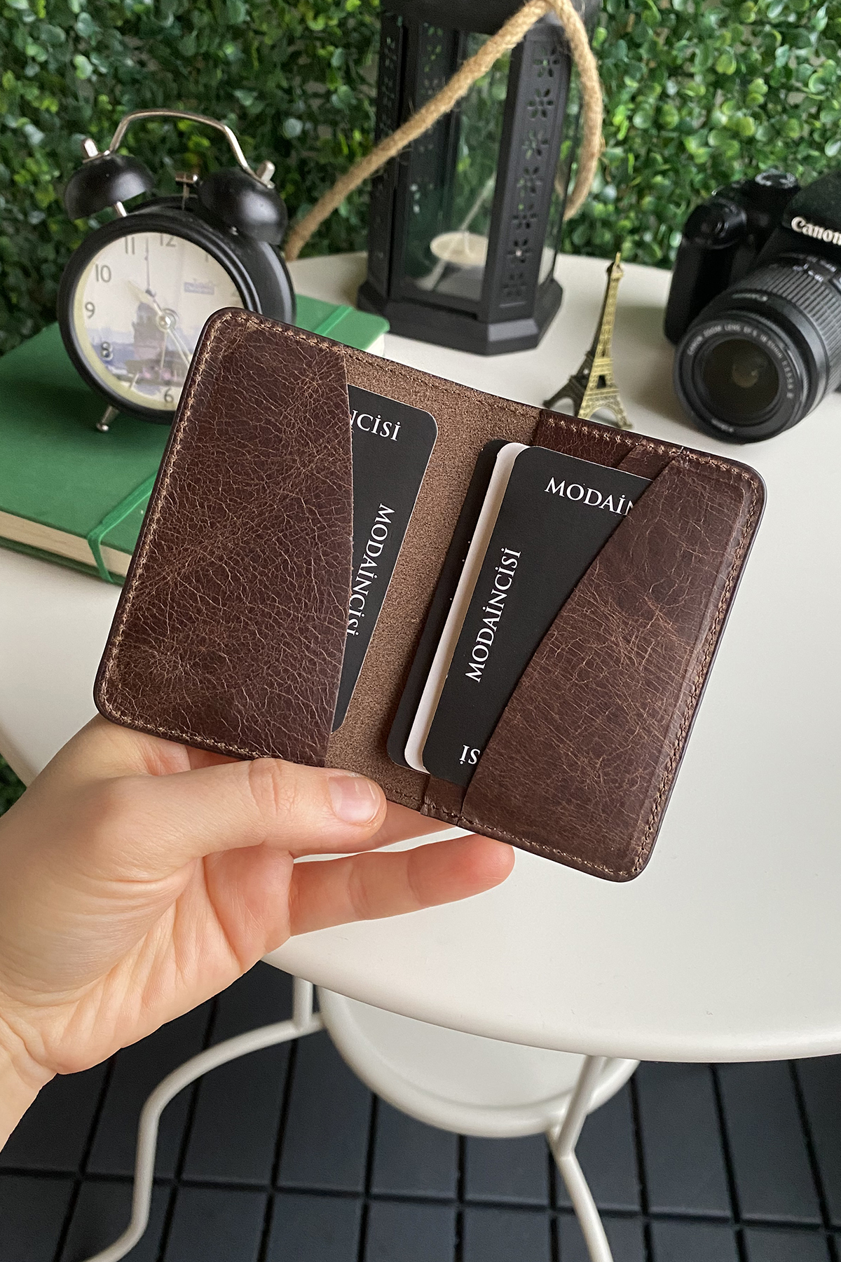 Modica Sovana – Hakiki Deri Natural Ince Minimalist Tasarım Slim Unisex Cüzdan, Kompakt Kartlık