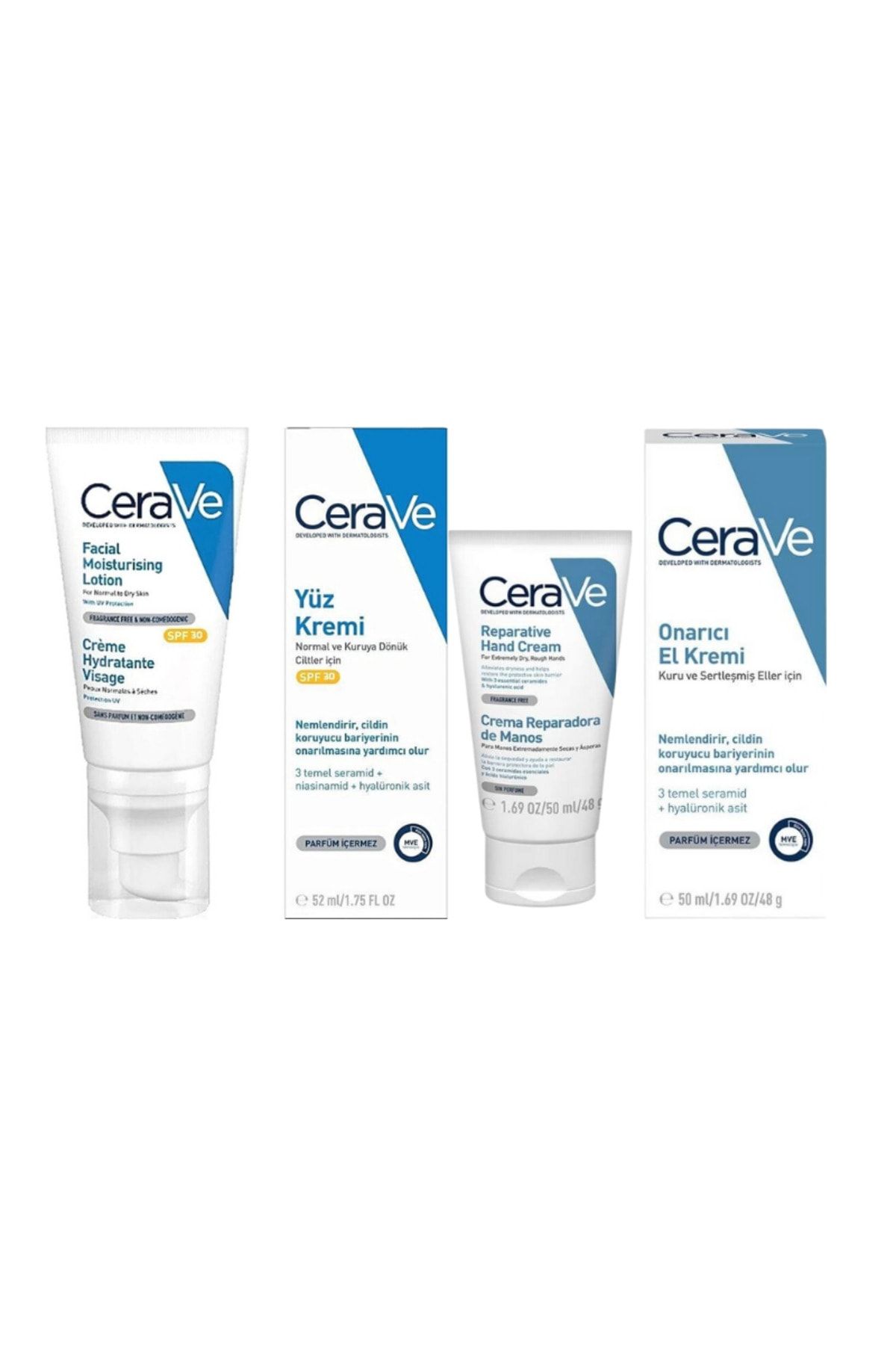 کرم بدن دست 50 میل + مرطوب کننده صورت SPF30 52 CeraVe