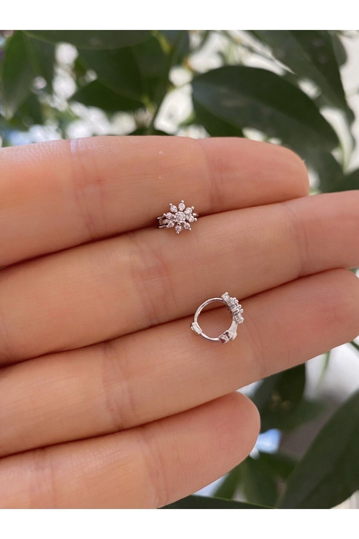 zirkon taşlı antialerjik tragus helix rook uyumlu mini halka piercing