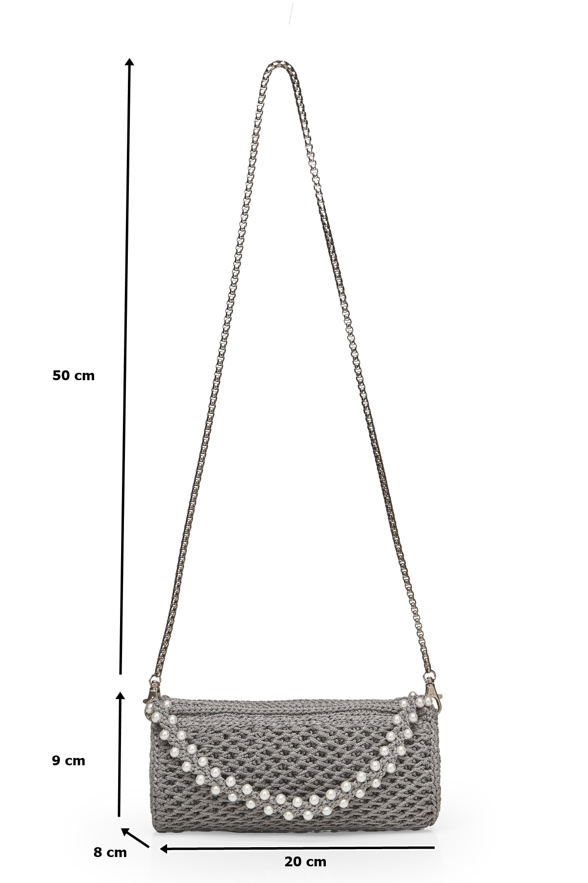Queensland Shoulder Bag Gray Cable knit Trendyol