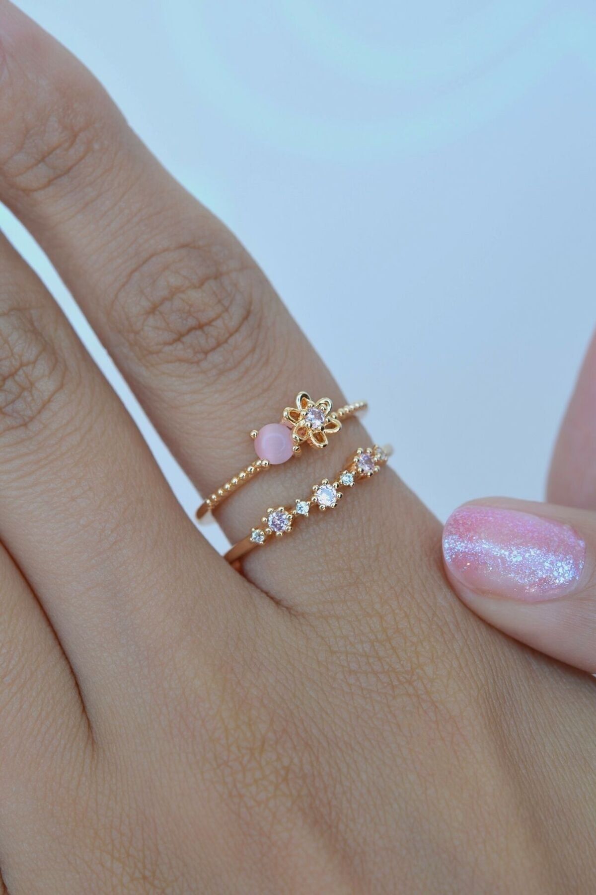 Pink cheap flower ring