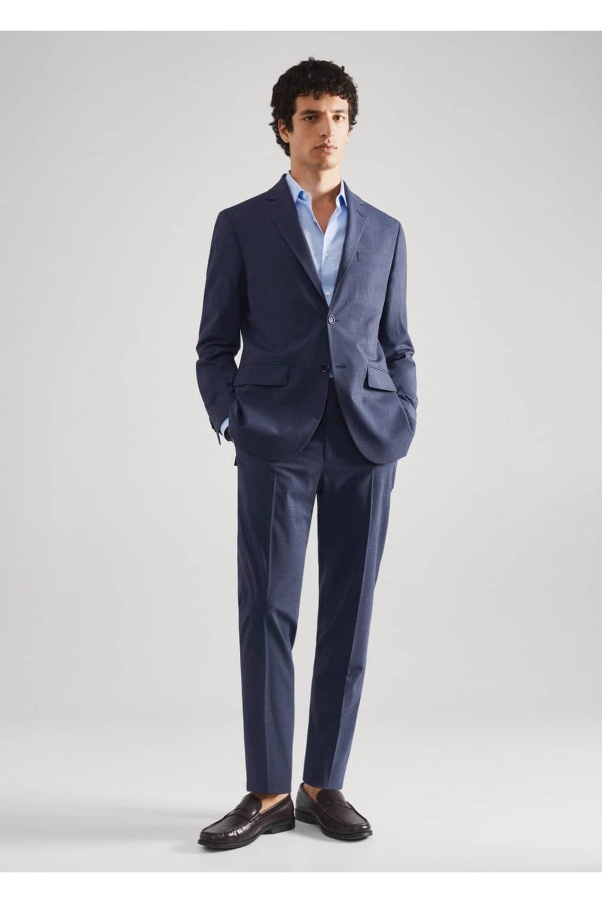 شلوار مردانه آبی منگوMANGO Man | 47010654 اورجینال - تصویر 2