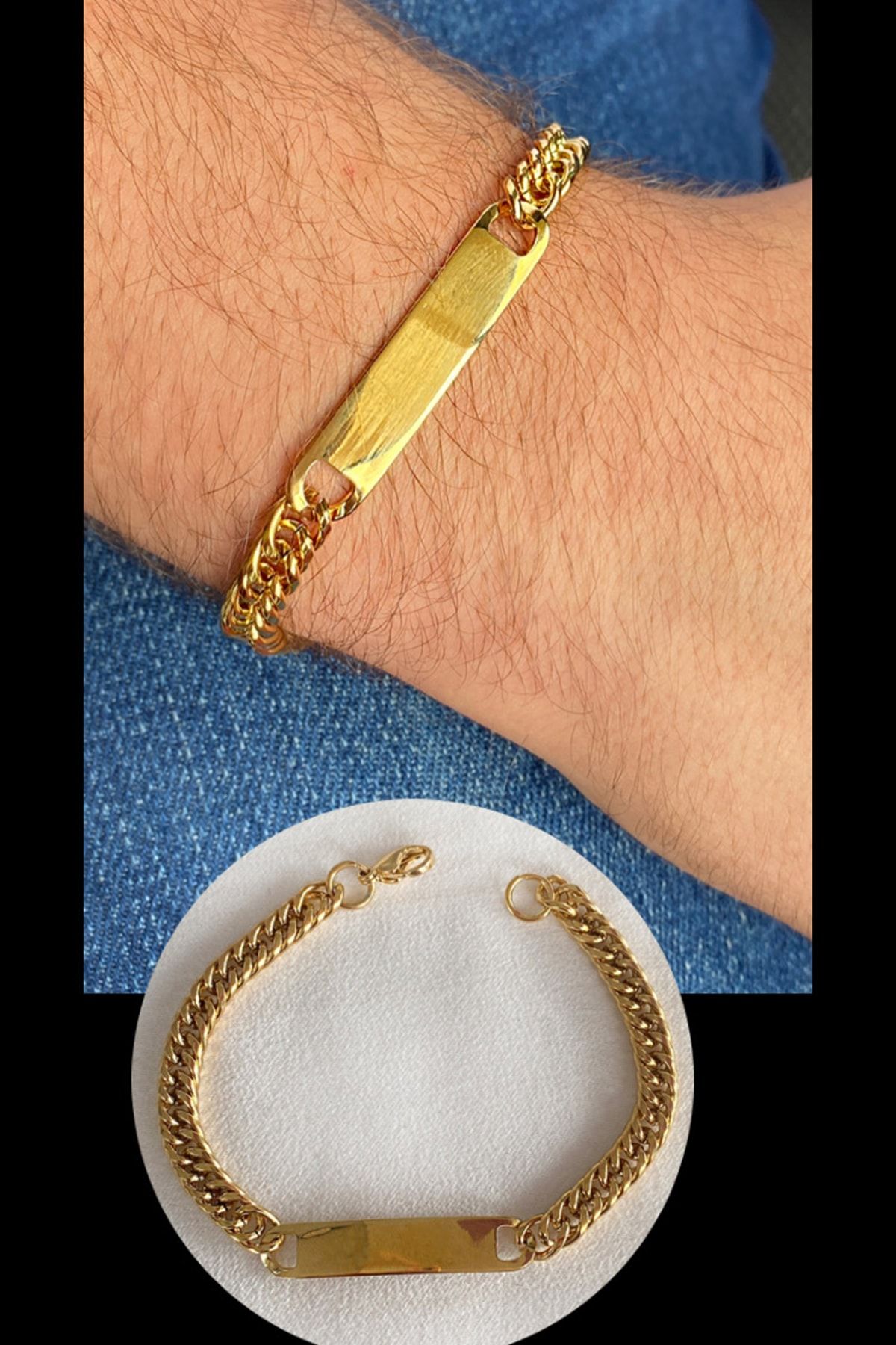 Man hand shop bracelet gold