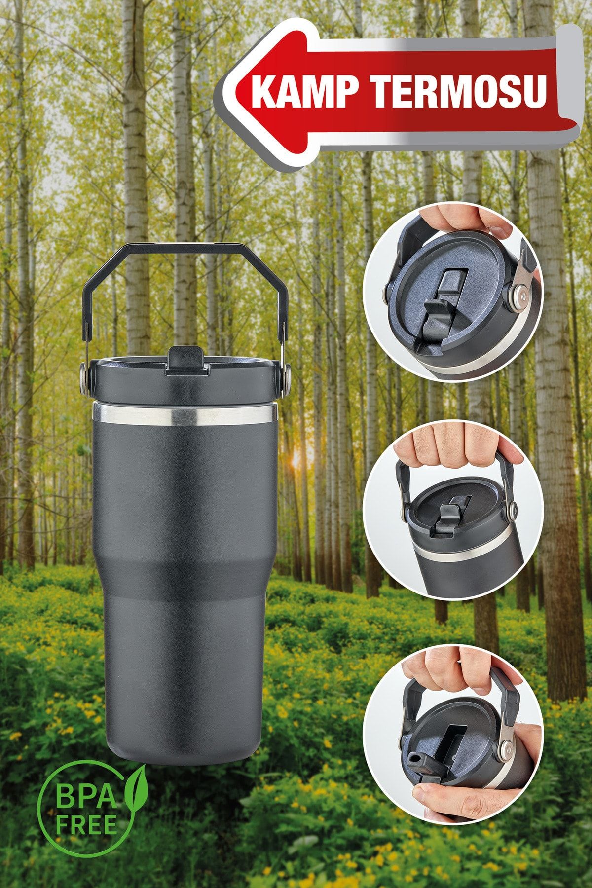 فلاسک مشکی فنجان ترموس Pipetan Steel دو طبقه حرفه ای 0،58 Lt Matara Camp Cooker