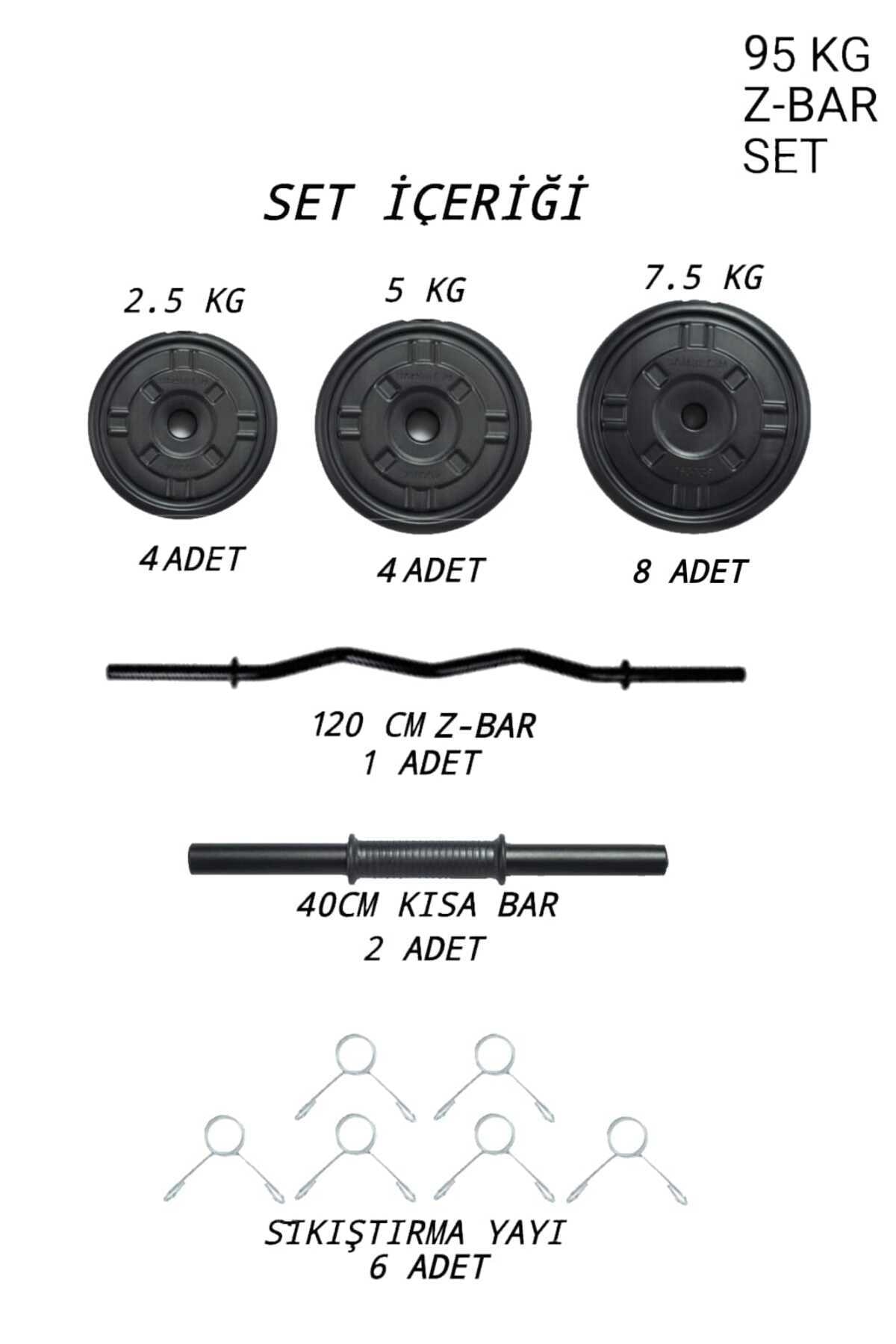 Mocca Style 95 KG Z Barlı Ağırlık Seti 95 Kg Vücut Geliştirme