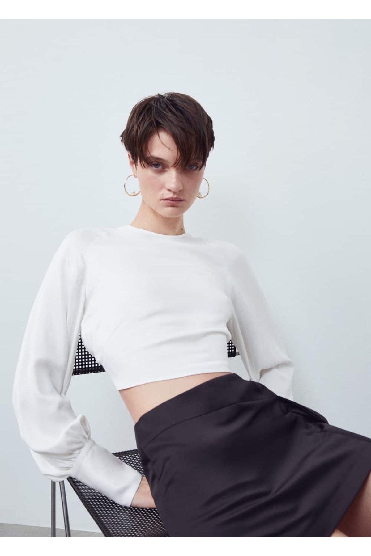MANGO Woman-Bluză crop cu spatele deschis 7