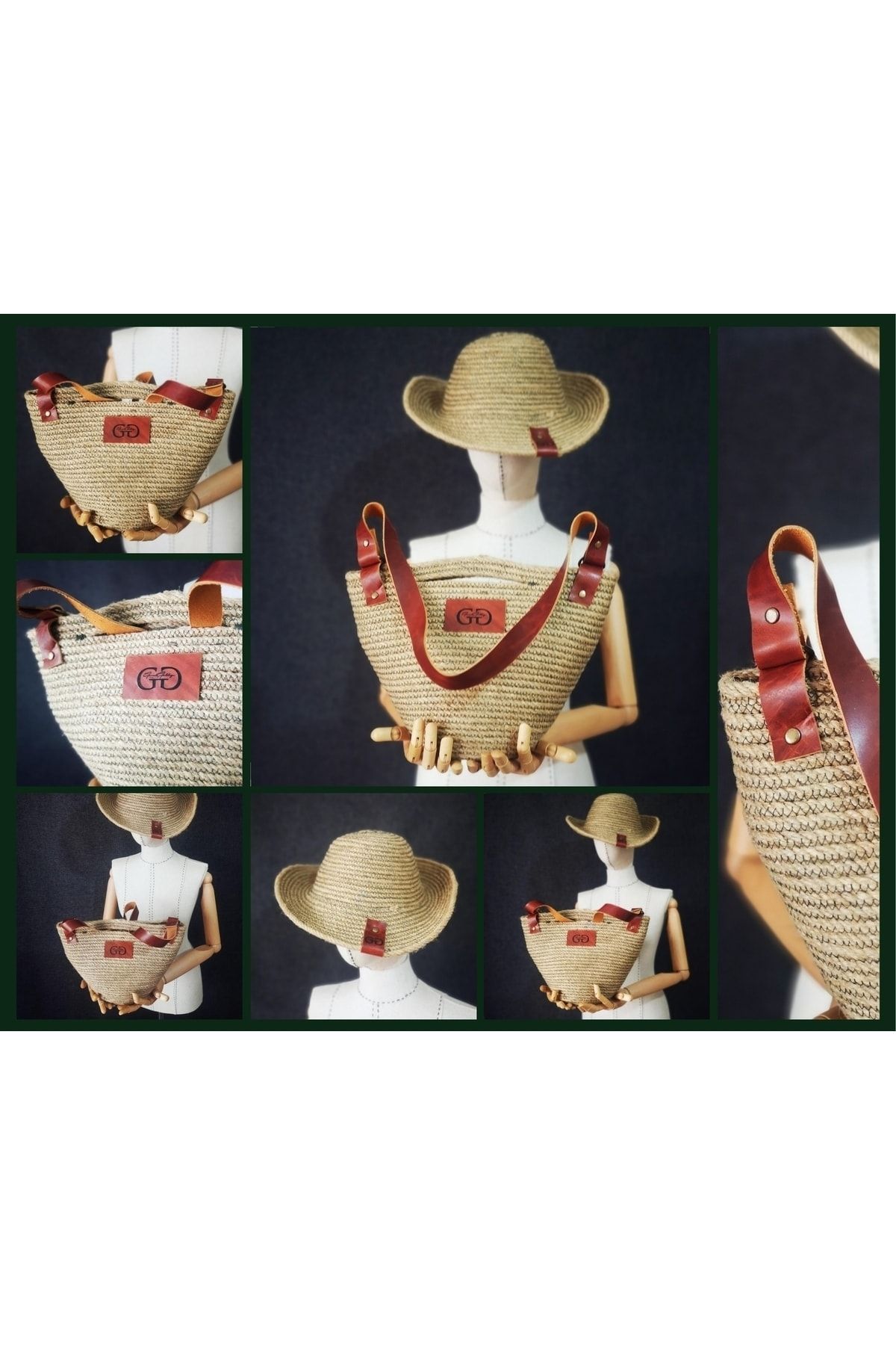 GGART Women's Design Handmade Shoulder Bag Hat Set