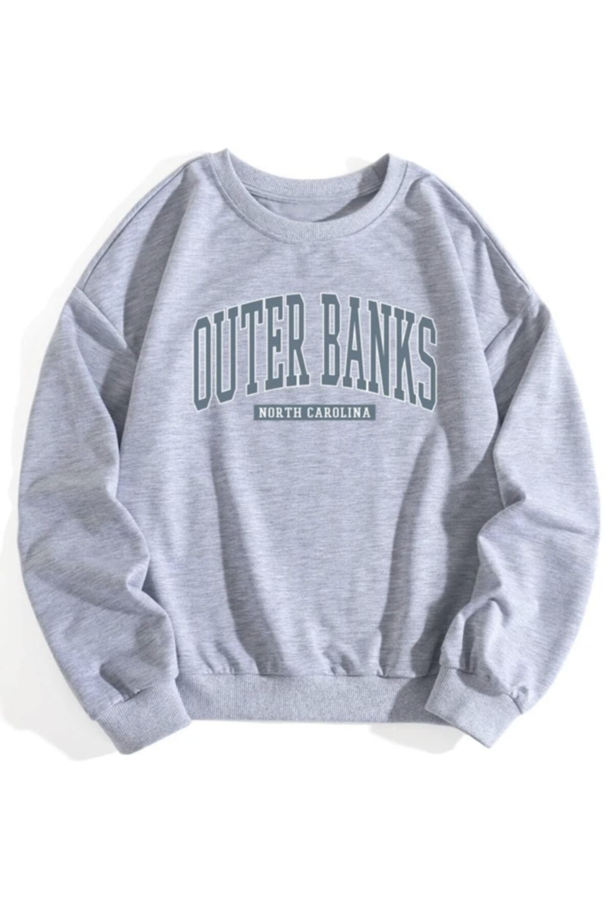 Mythologie Outer Banks Sweatshirt Gray Printed Oversize Sweatshirt Crew Neck Trendyol