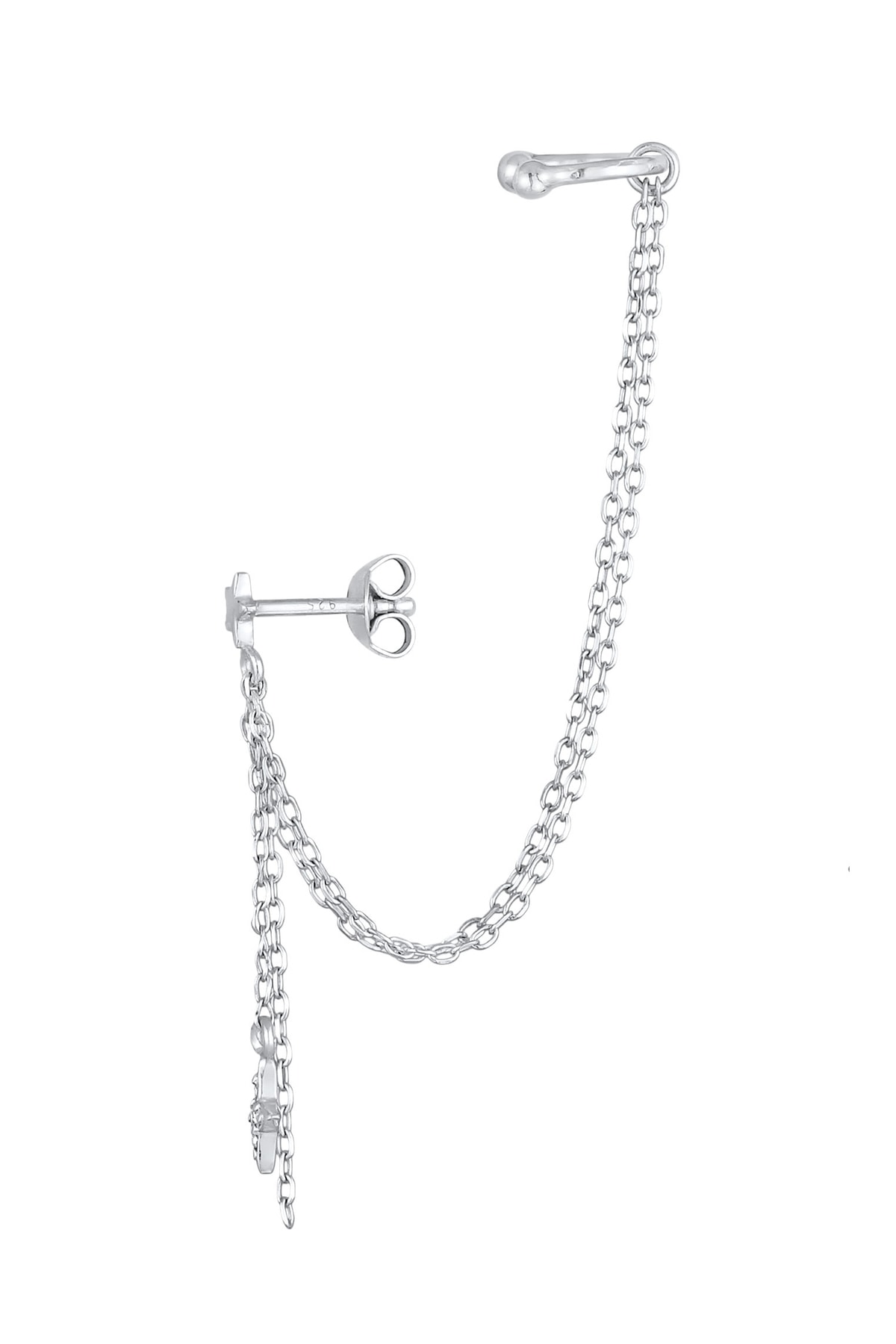 GLAM – Ohrklemme 925 Sterling Silver Mit Zirkonia Steinchen – Chain And