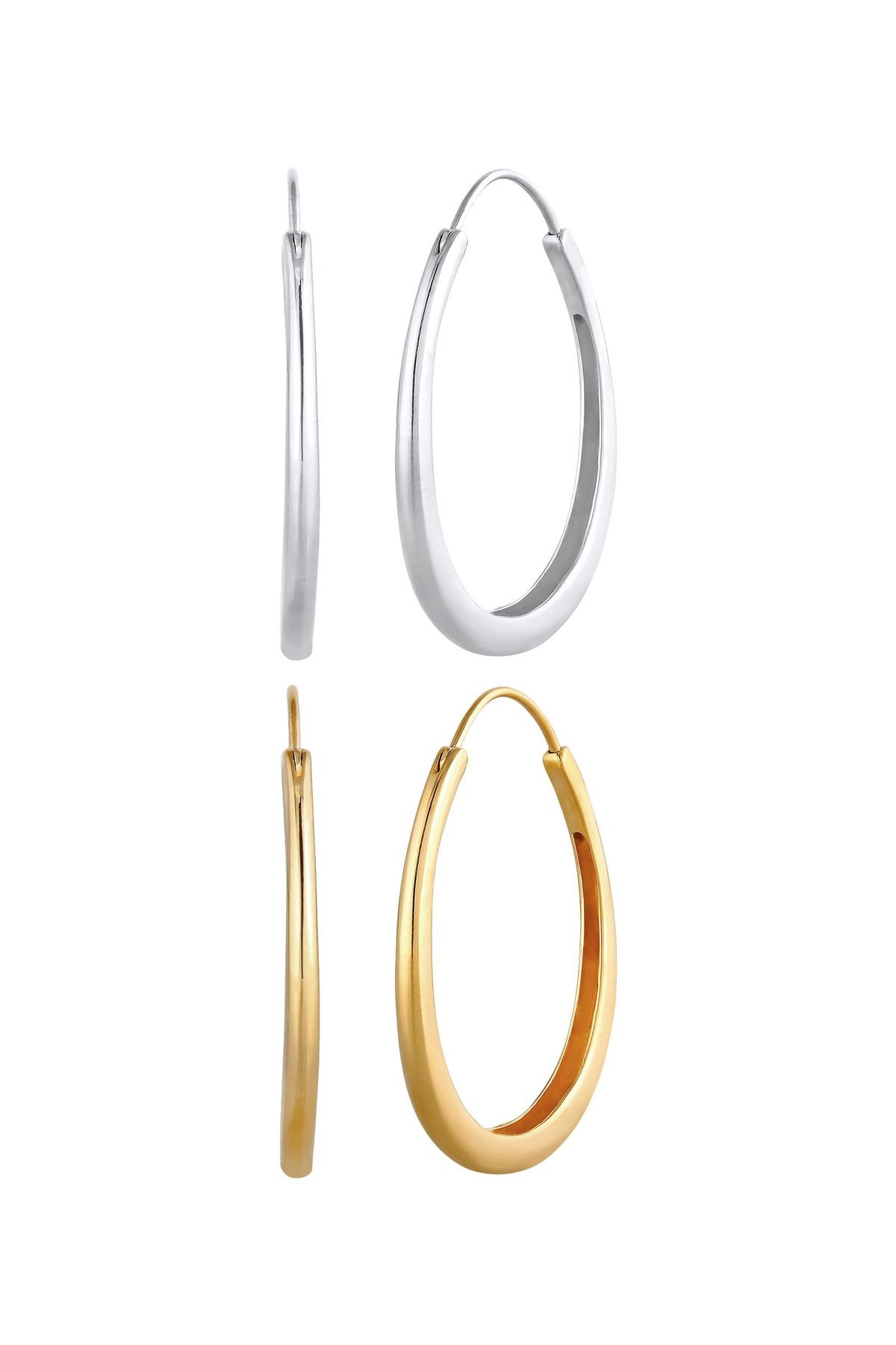 ELLI-Ohrringe Creolen Oval Geo Style Bicolor 2er Set 925 Silber 3