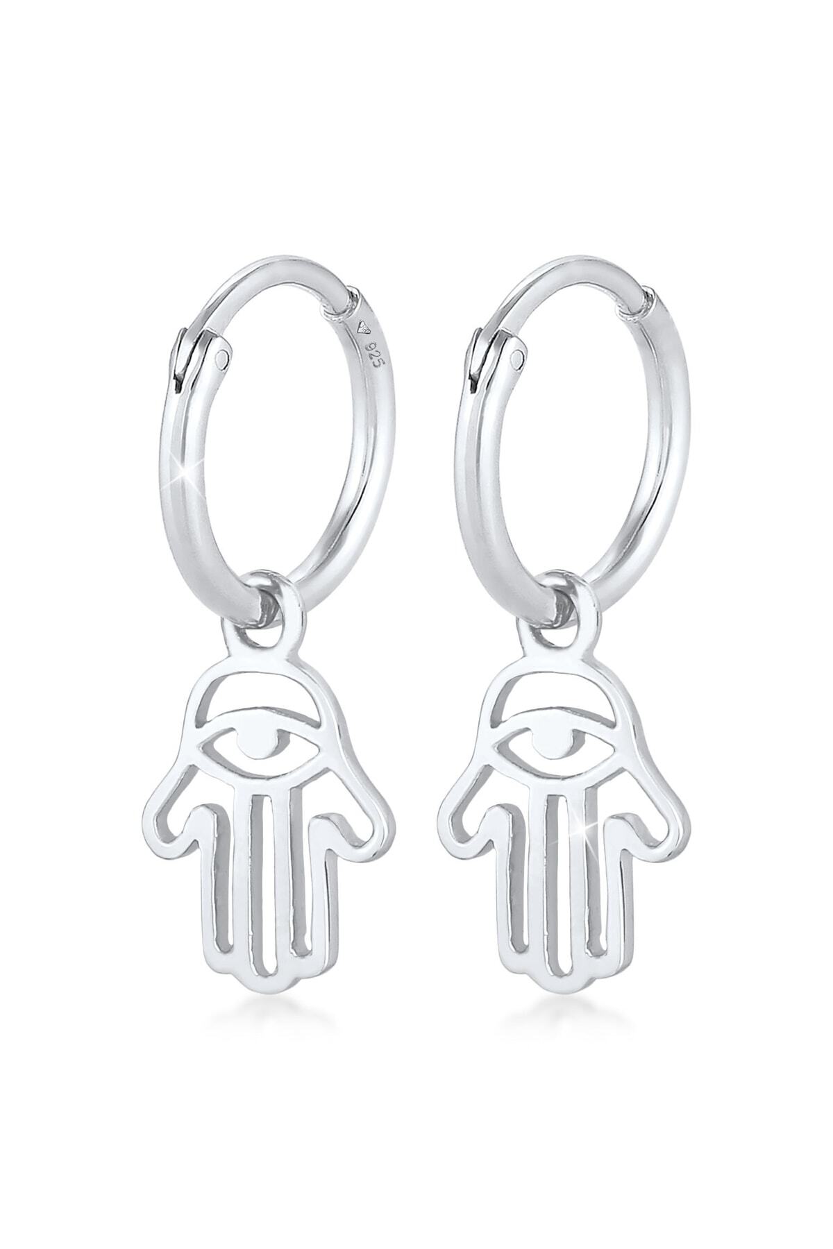 ELLI-Ohrringe Creolen Fatimas Hand Schutzsymbol 925 Silber 1