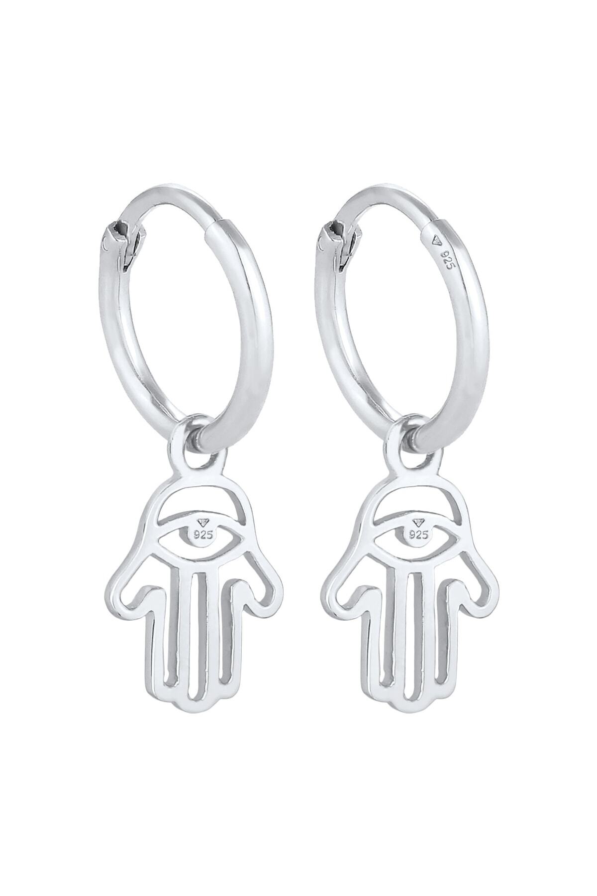 ELLI-Ohrringe Creolen Fatimas Hand Schutzsymbol 925 Silber 4