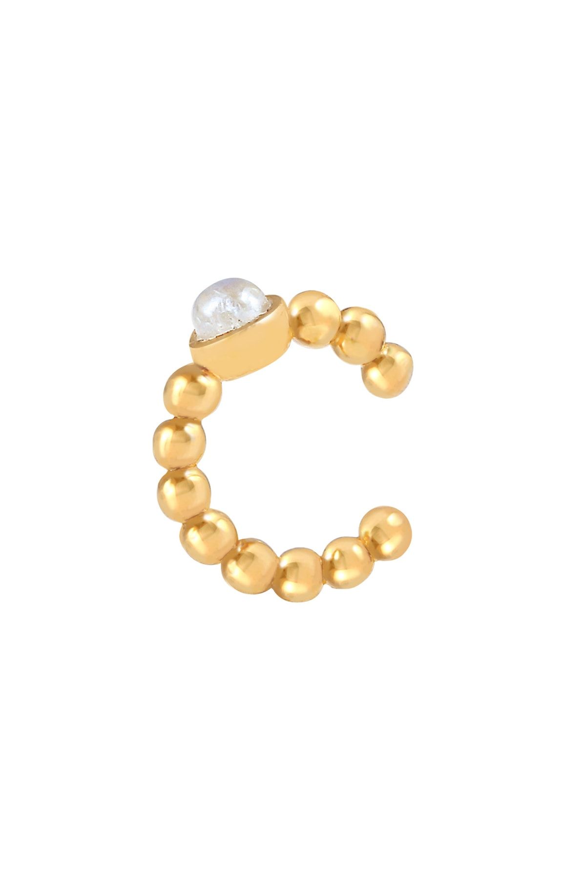 ELLI-Ohrringe Single Earcuff Ohrklemme Mondstein 925 Silber 4