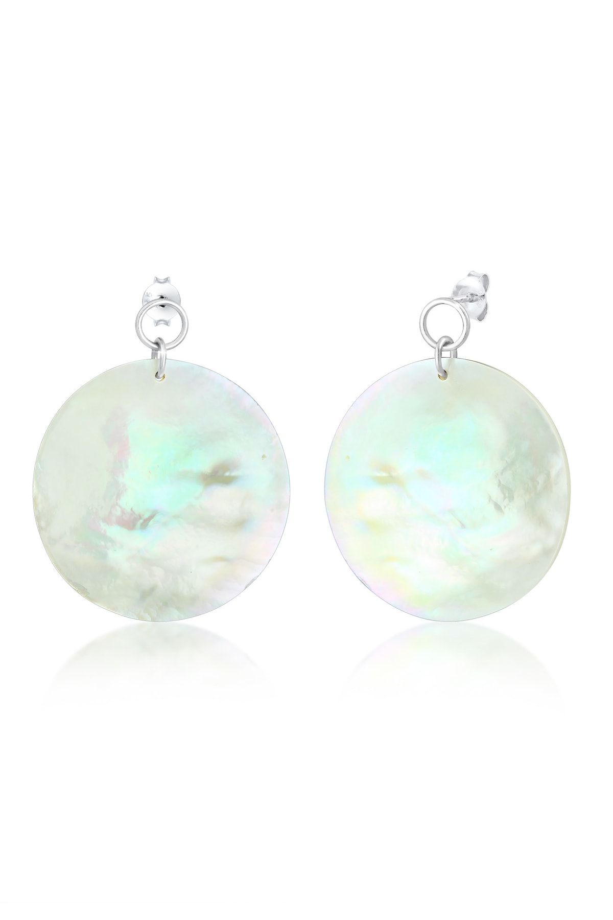 ELLI-Ohrringe Hänger Perlmutt-Plättchen Schimmernd 925 Silber 1