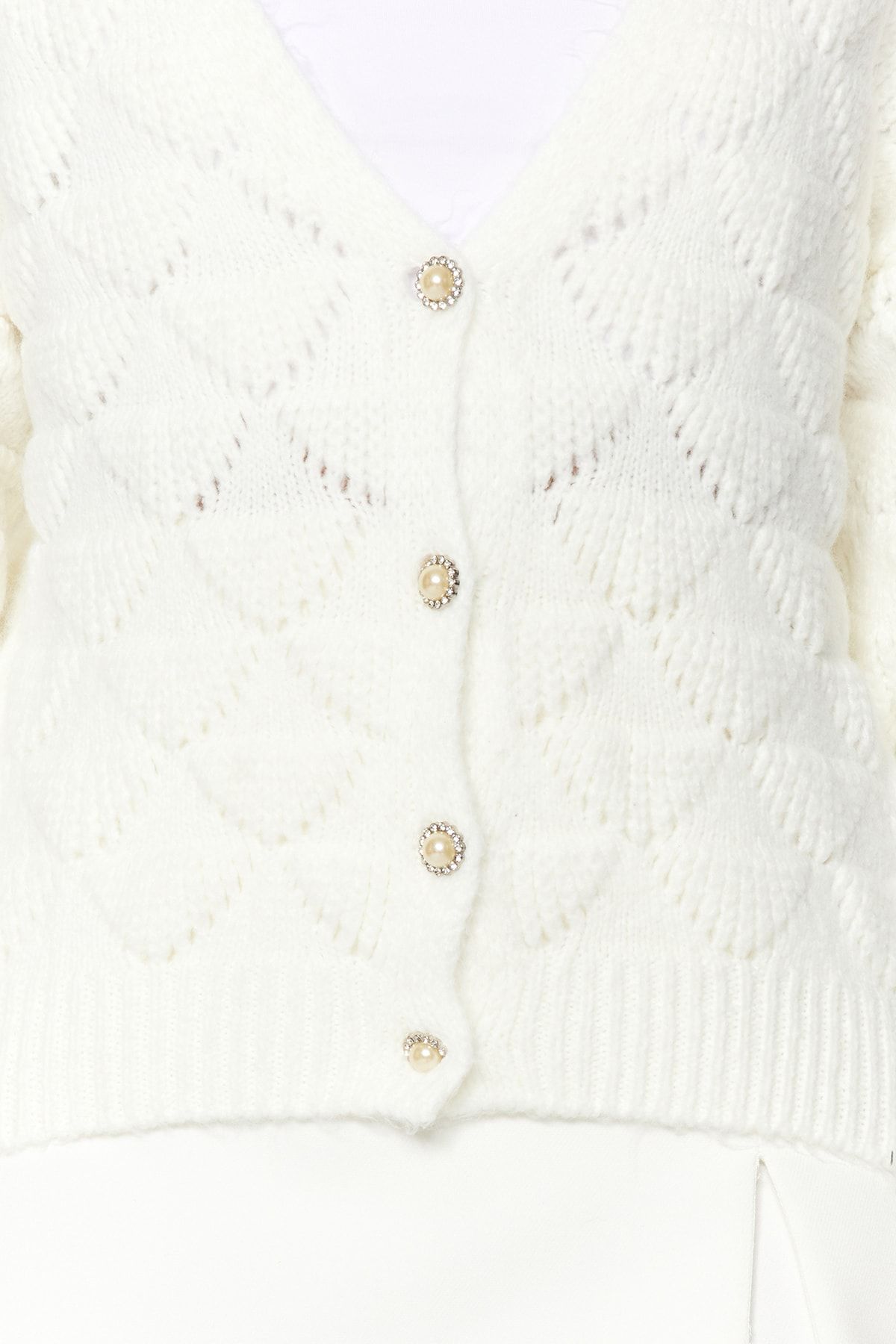 Trendyol Collection-Трикотажний кардиган з ажурною перфорацією з V-подібним вирізом TWOAW24HI00311 4