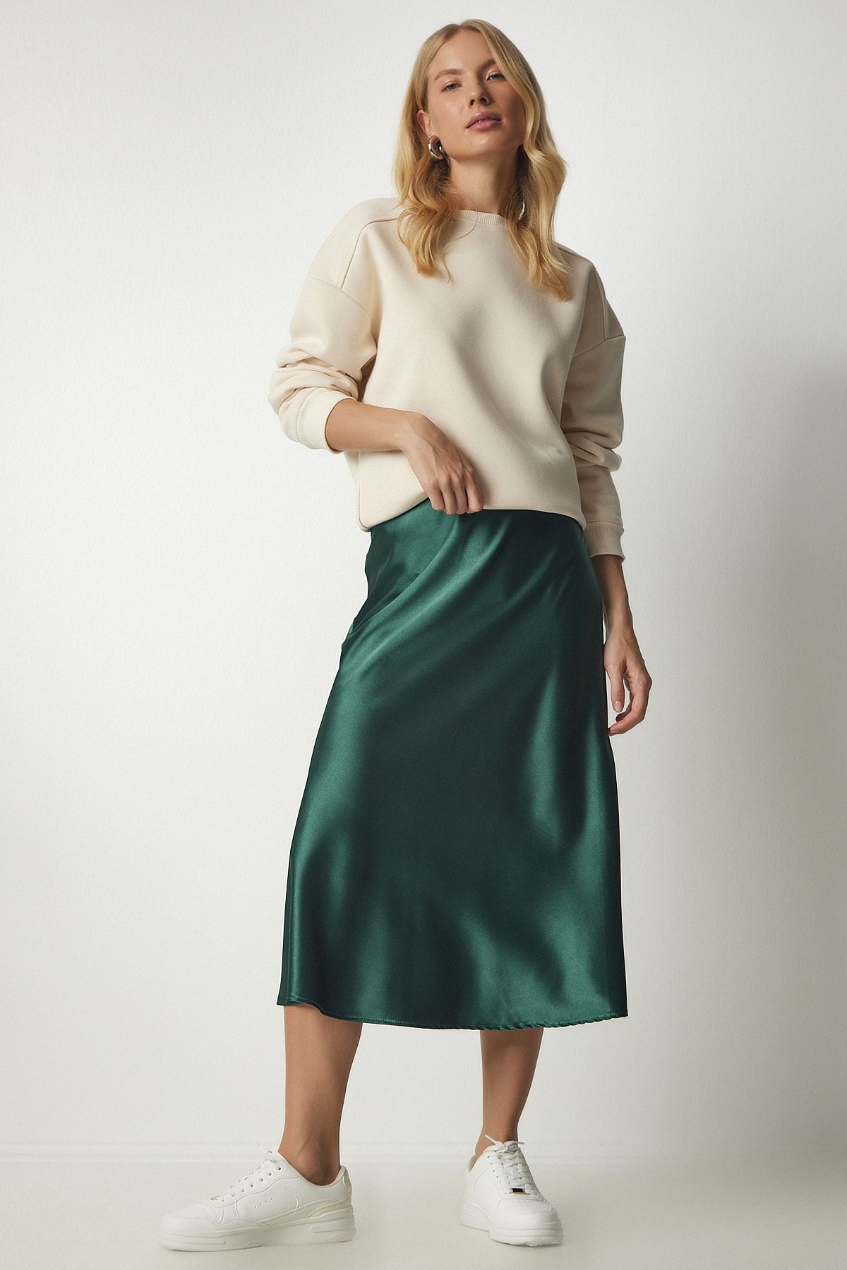 Happiness stanbul Skirt Green Midi Trendyol