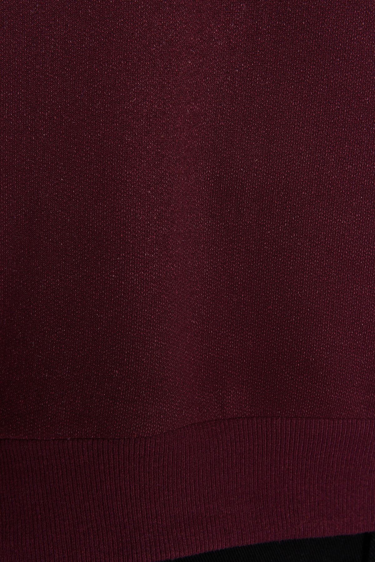 Trendyol Collection-Суитшърт от полар в цвят бордо с голям размер - кръгло деколте, широка кройка Tmnaw24Ao00007 5