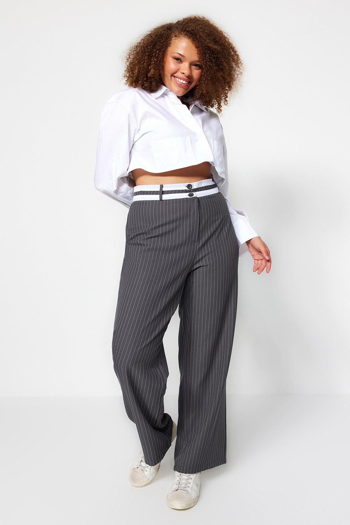 Women's plus size cheap pinstripe pants