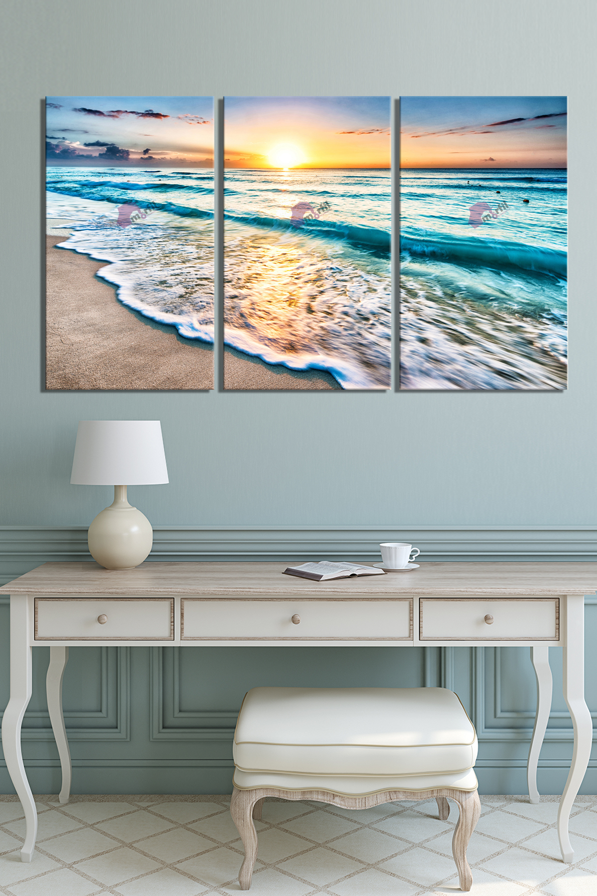 Gün Batımı Deniz Sahil Manzara Kanvas Tablo Seti (4 farklı ölçü)