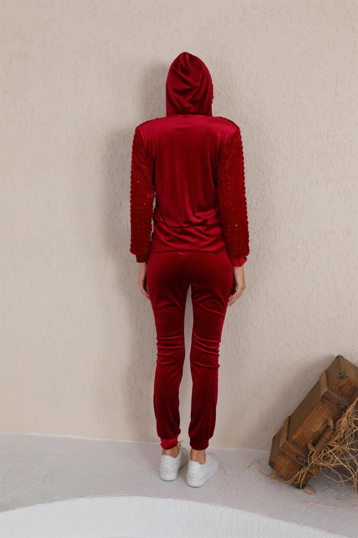 Red velour tracksuit best sale womens