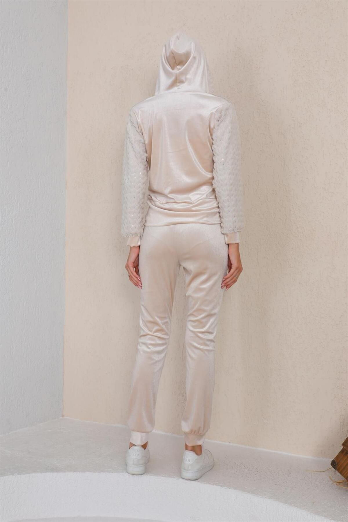 White velour tracksuit womens best sale