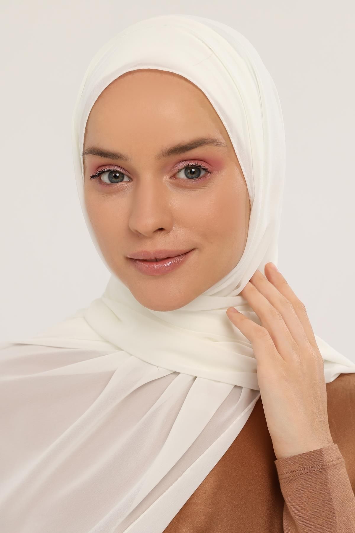 Altobeh-Ready Luxury Practic Hijab șifon șal Ecru 2