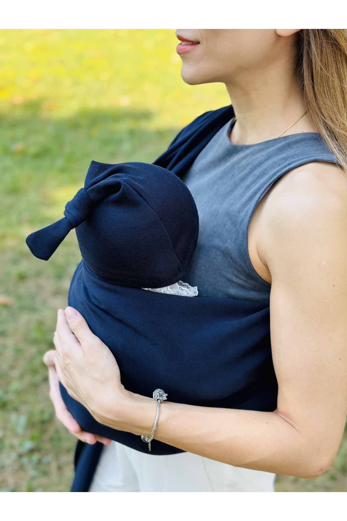kubbe Anakucağı Esnek Halkalı Cepli Bebek Taşıma Şalı, Bebek Askısı Wrap Sling fotoğrafı 3 (önizleme)