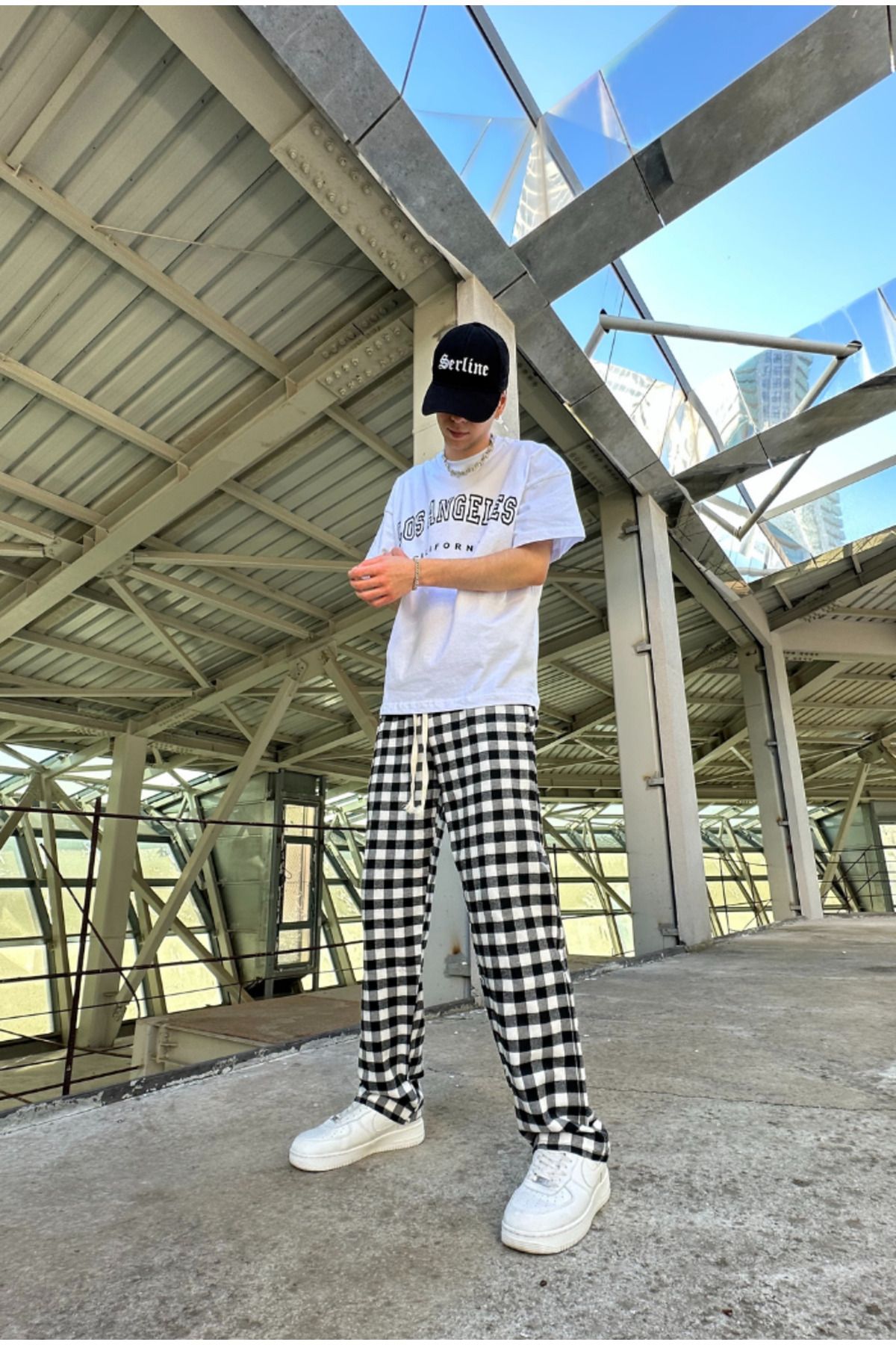 weywot Black White Plaid Checked Street Tracksuit Trendyol