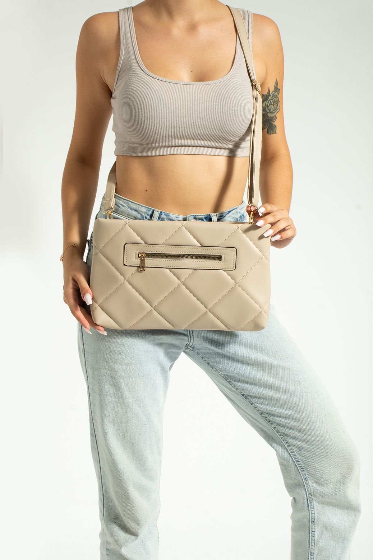 Dark beige clutch deals bag