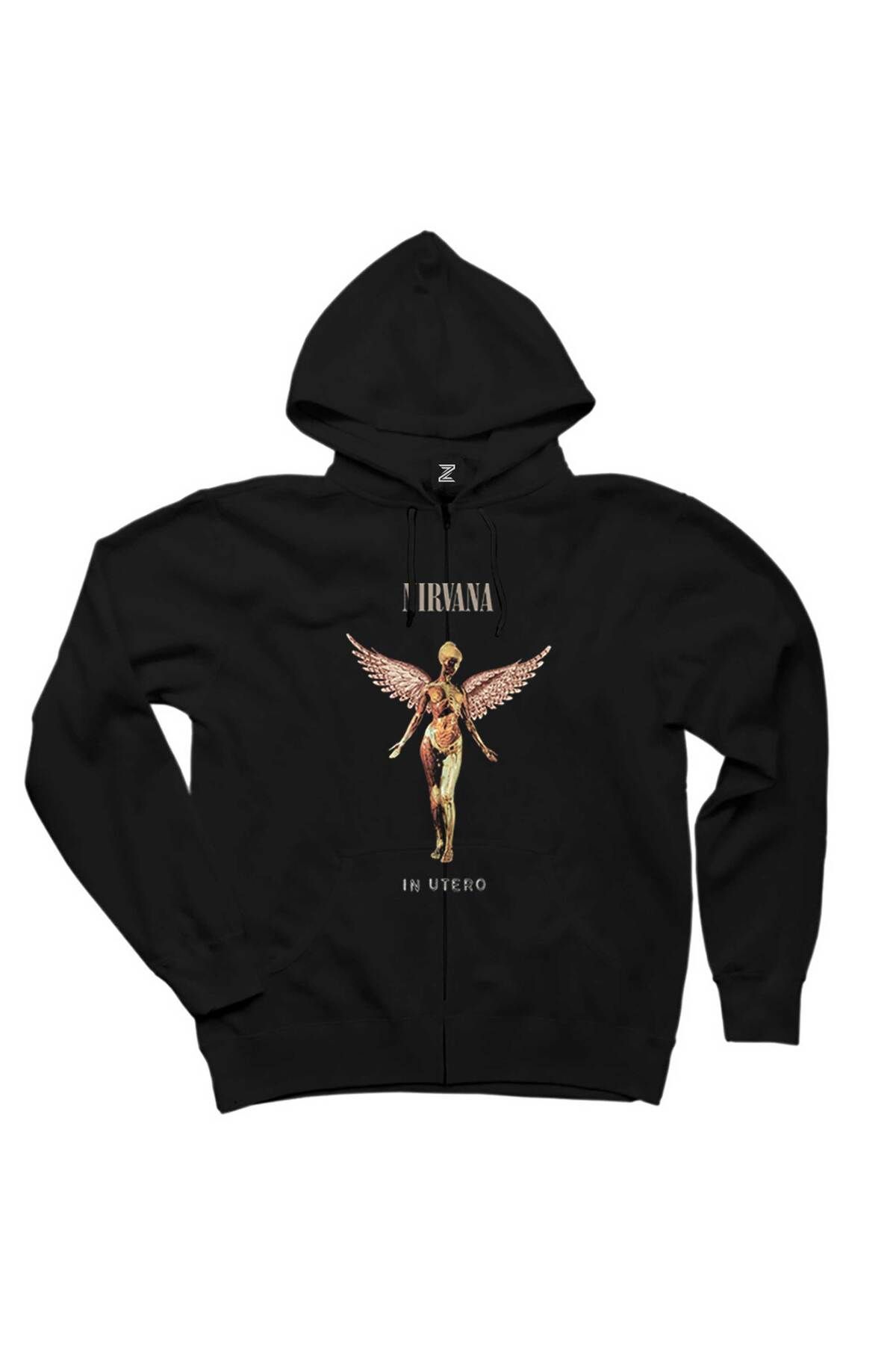 evinizin vitrini Nirvana In Utero Black Zipper Hooded Sweatshirt