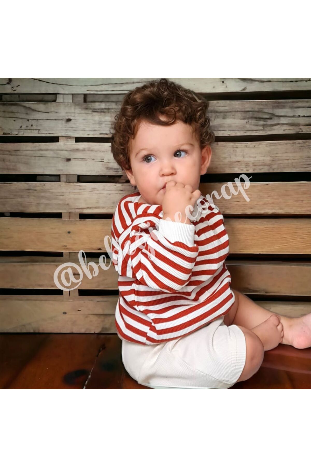 سویشرت پسرانه بژ BEBEĞİME ÇORAP | ÇİZGİLİKAZAK اورجینال - تصویر 3
