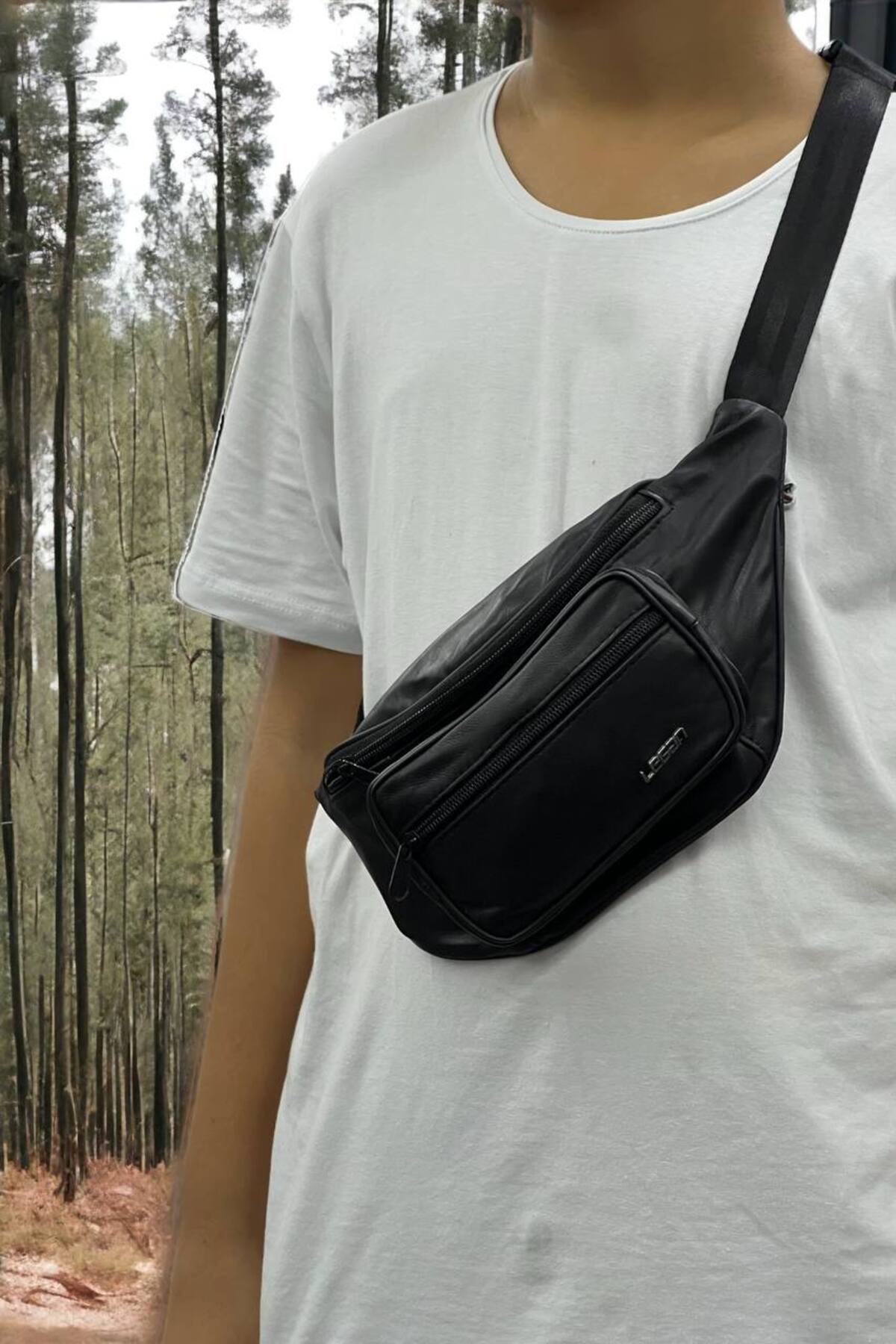 LEGAN Hakiki Deri Siyah Freebag - Bel Çantası & Çapraz Askılı Çanta görsel 6