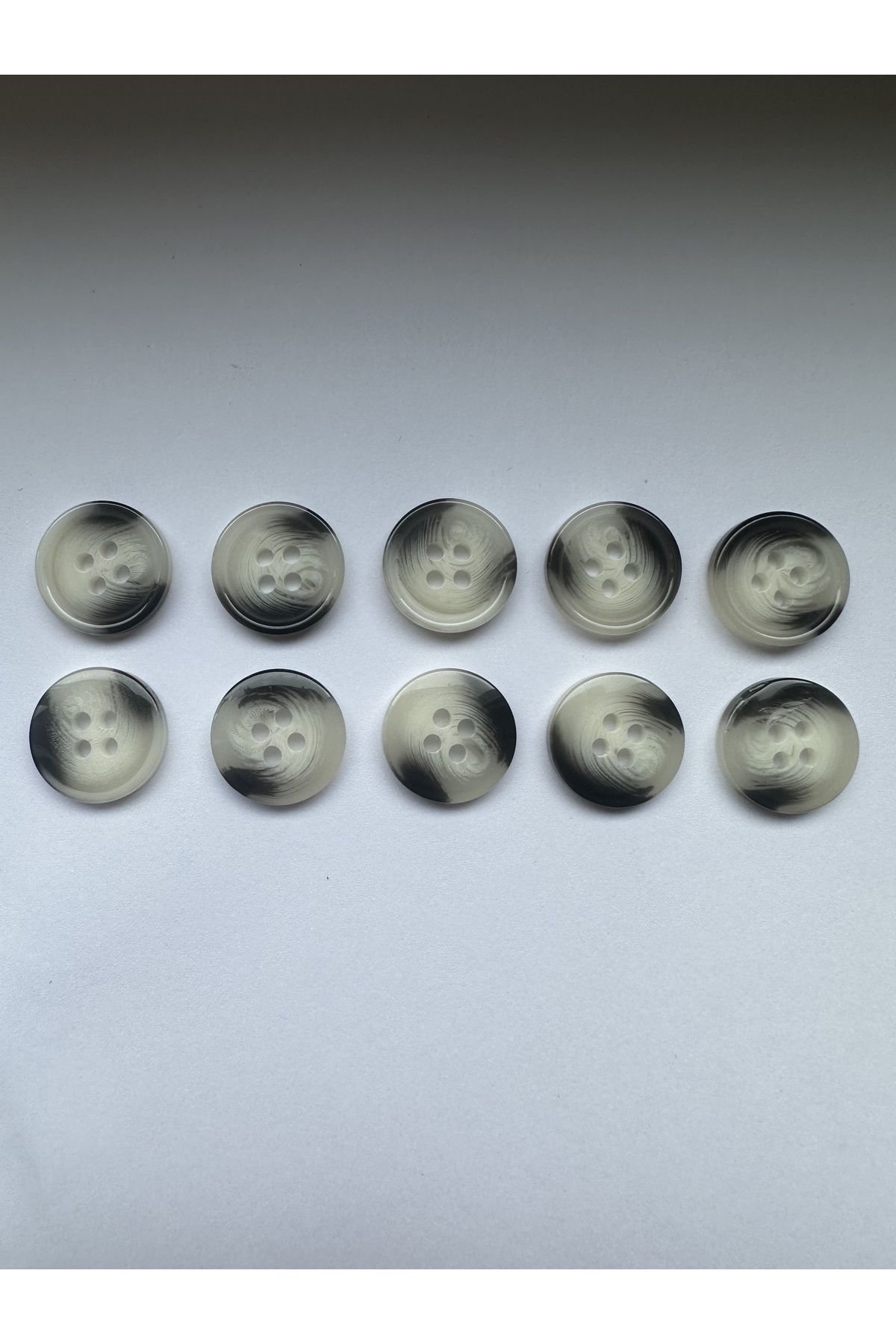 aensia-White Black Marble Marble Pattern Design Button Flat Polyester Button 24 Size Buttons - Pack of 10 2