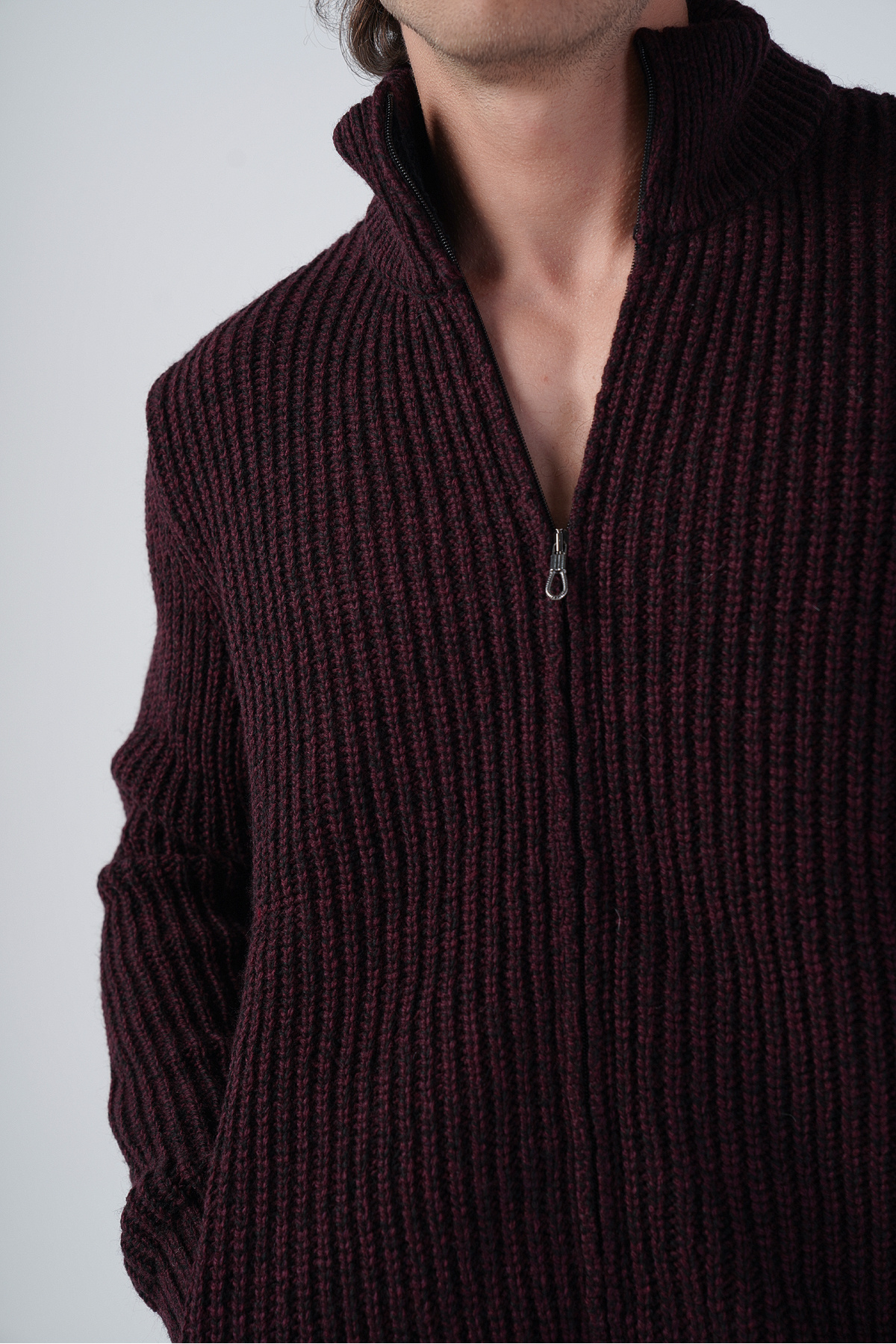 Trist Star  Siyah Erkek Selanik Örgü Muline Cepli Triko Yün Hırka - Görsel 4