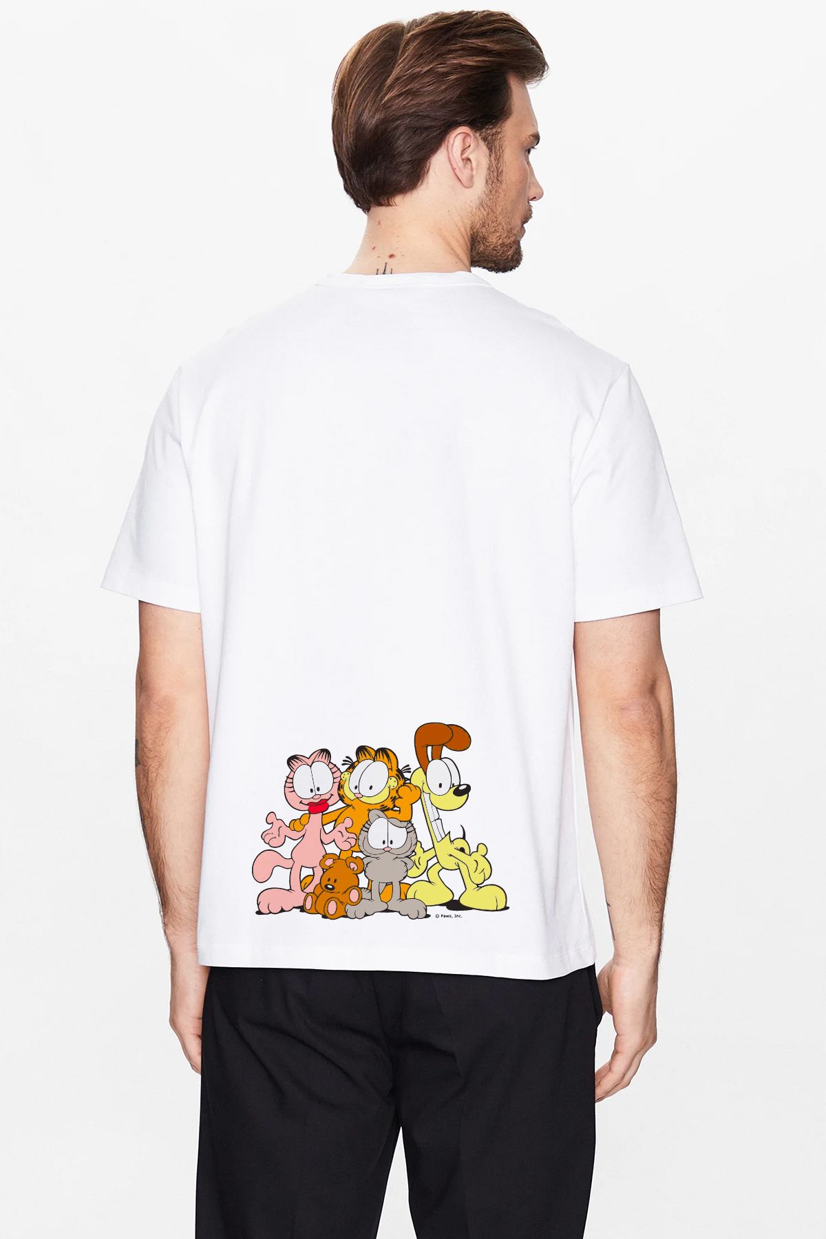 OLCMODA Personaje Din Desene Animate Cu Imprimeu Alb, Bumbac, Supradimensionat, Femei Bărbați/tricou Unisex Unisex - XL
