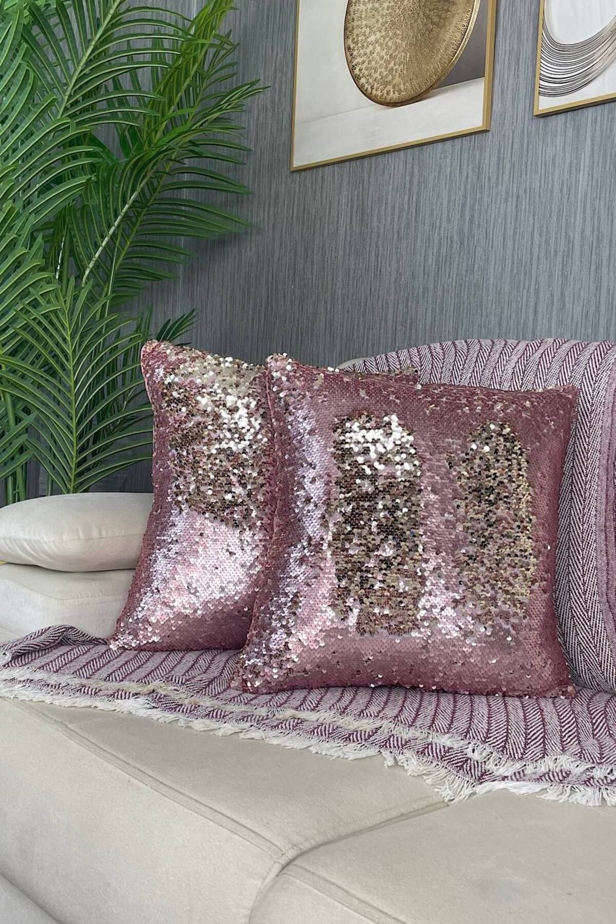 Pink discount sequin pillow