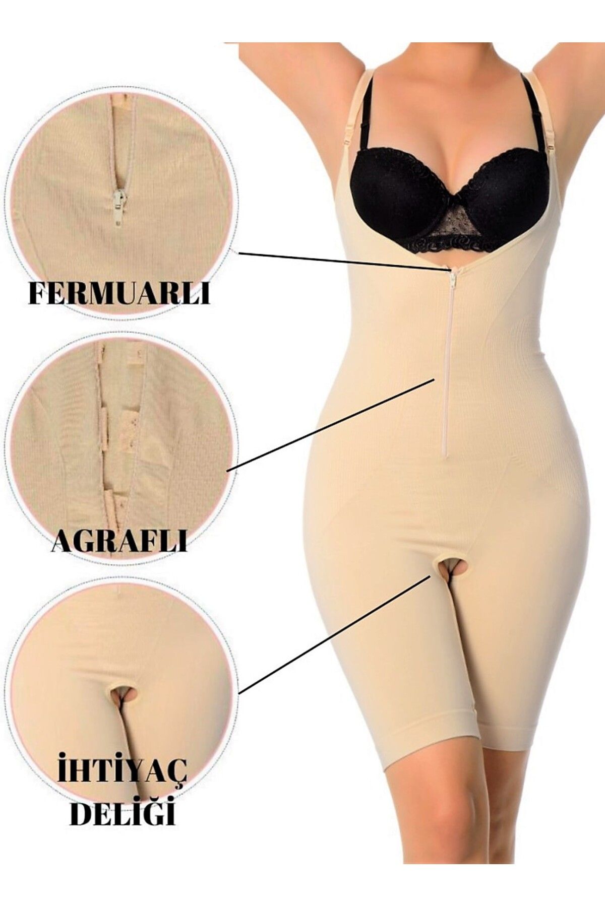 SÜSEN LİNGERİE Full Length Body Shaper Zippered Sleeveless Corset Women's  Underwear Corset