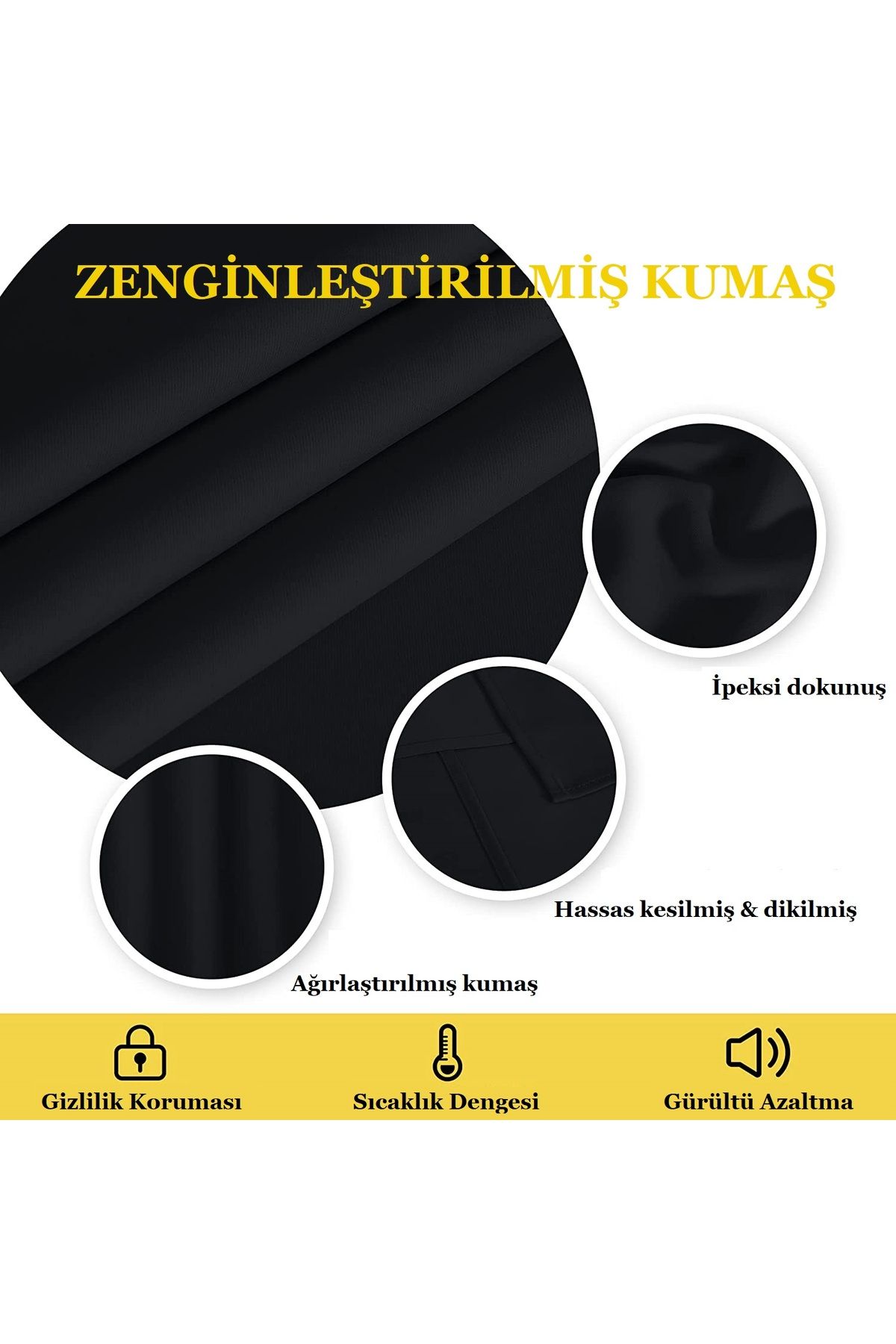 Evim Home-3-Layer Light-Proof Background Curtain Black Blackout Sunshade Non-Pilling Self-Button 4