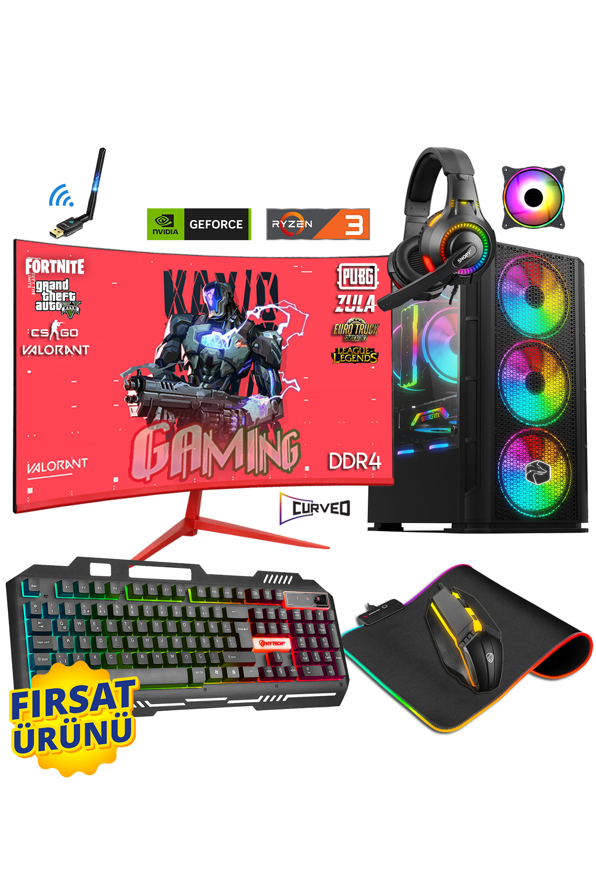 Olympia X50 | Windows 11 Pro Ryzen 3-4100 16GB 512GB M.2 SSD GT730 23.8" Gaming PC