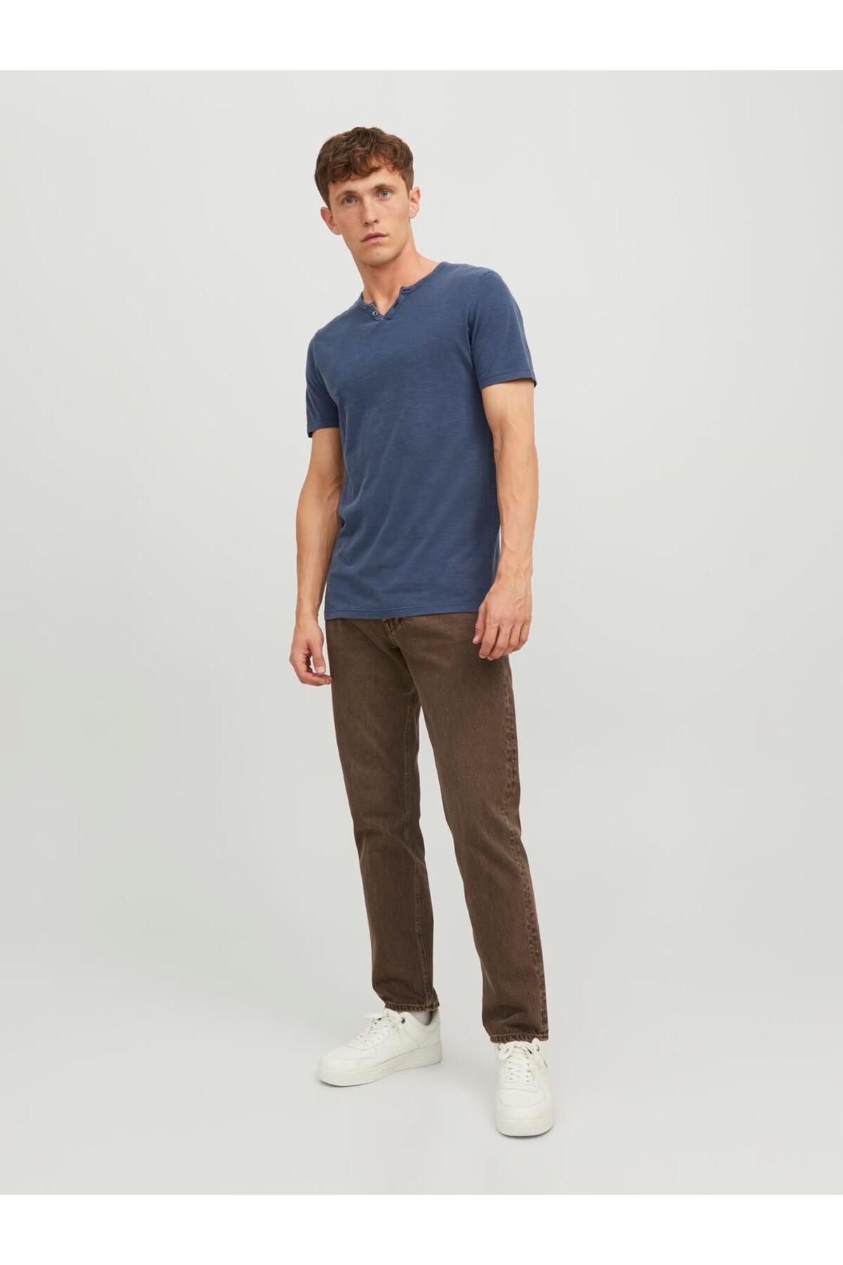 تیشرت مردانه آبی سرمه ای جک اند جونز | 12164972 اورجینال - تصویر 3