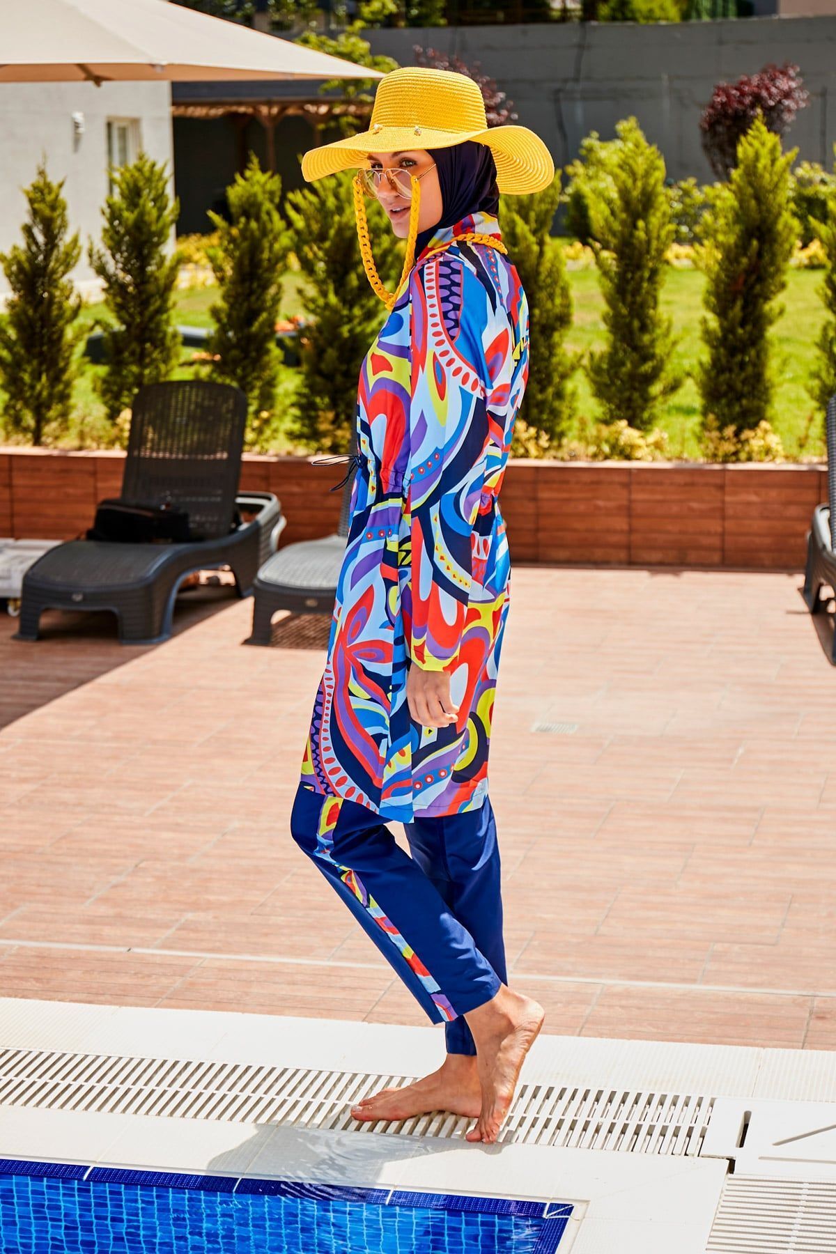 Riva Mera Patterned Fully Covered Hijab Swimsuit R2317 Trendyol
