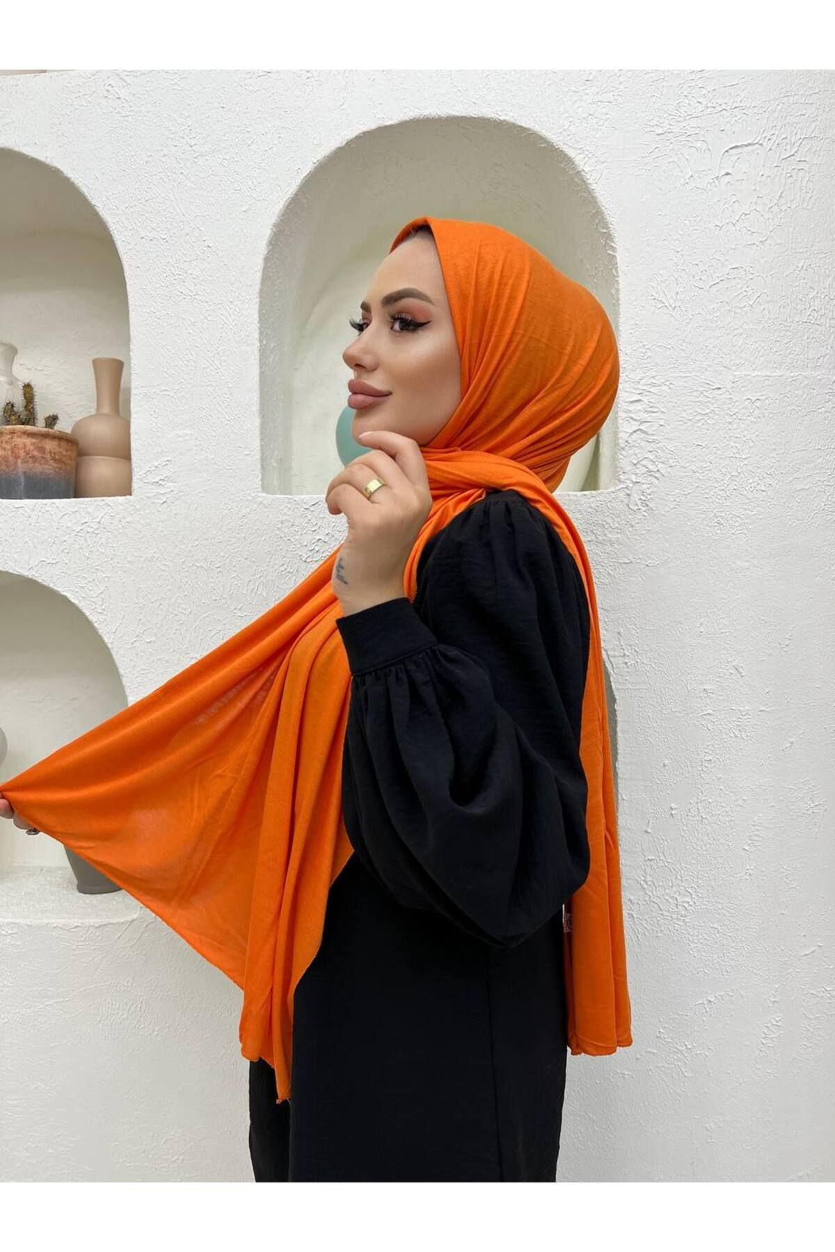useev-Combed Cotton Shawl Orange 0001 3