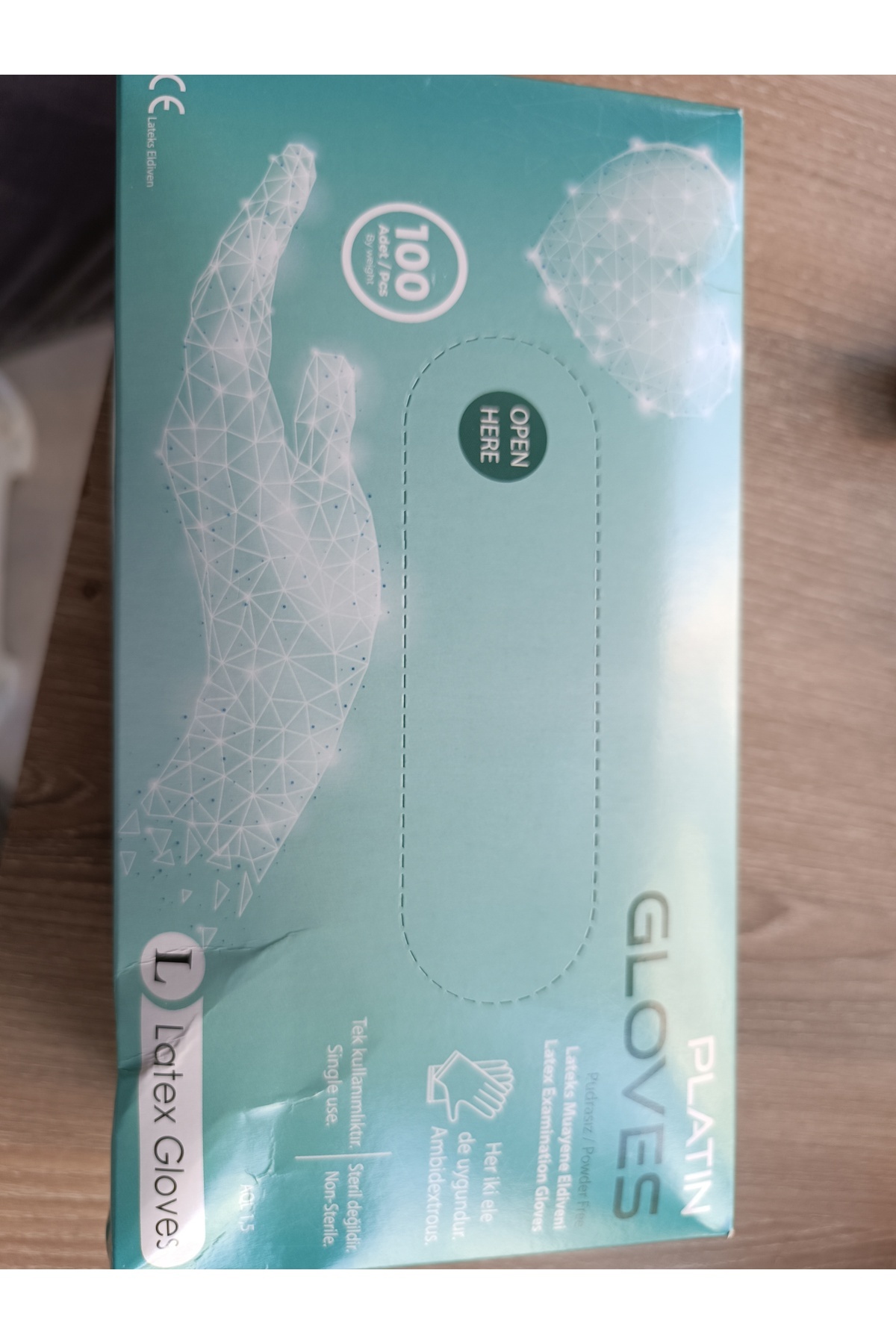 Platin Gloves Lateks Pudrasız Eldiven Large